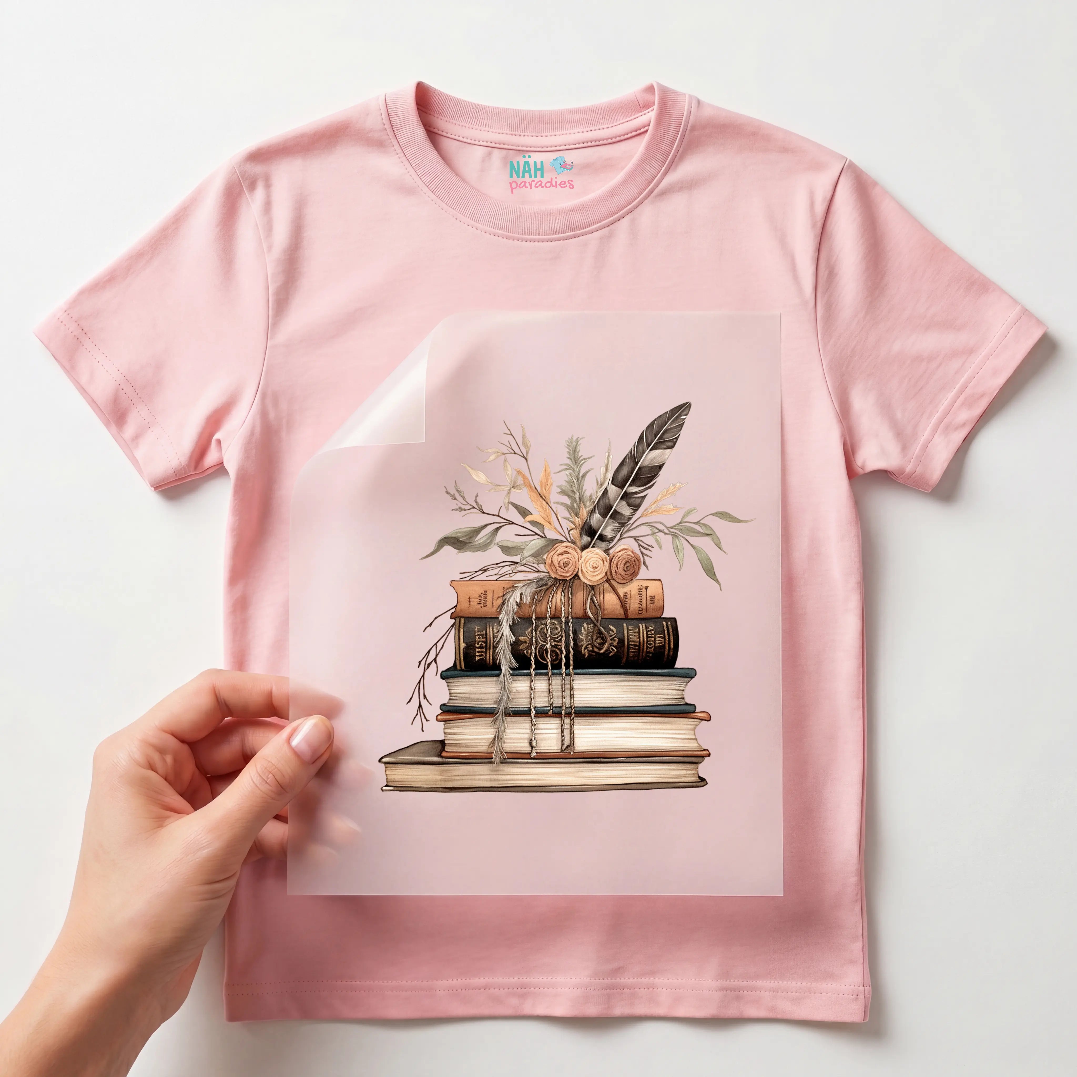 Bügelbild Boho Bücher