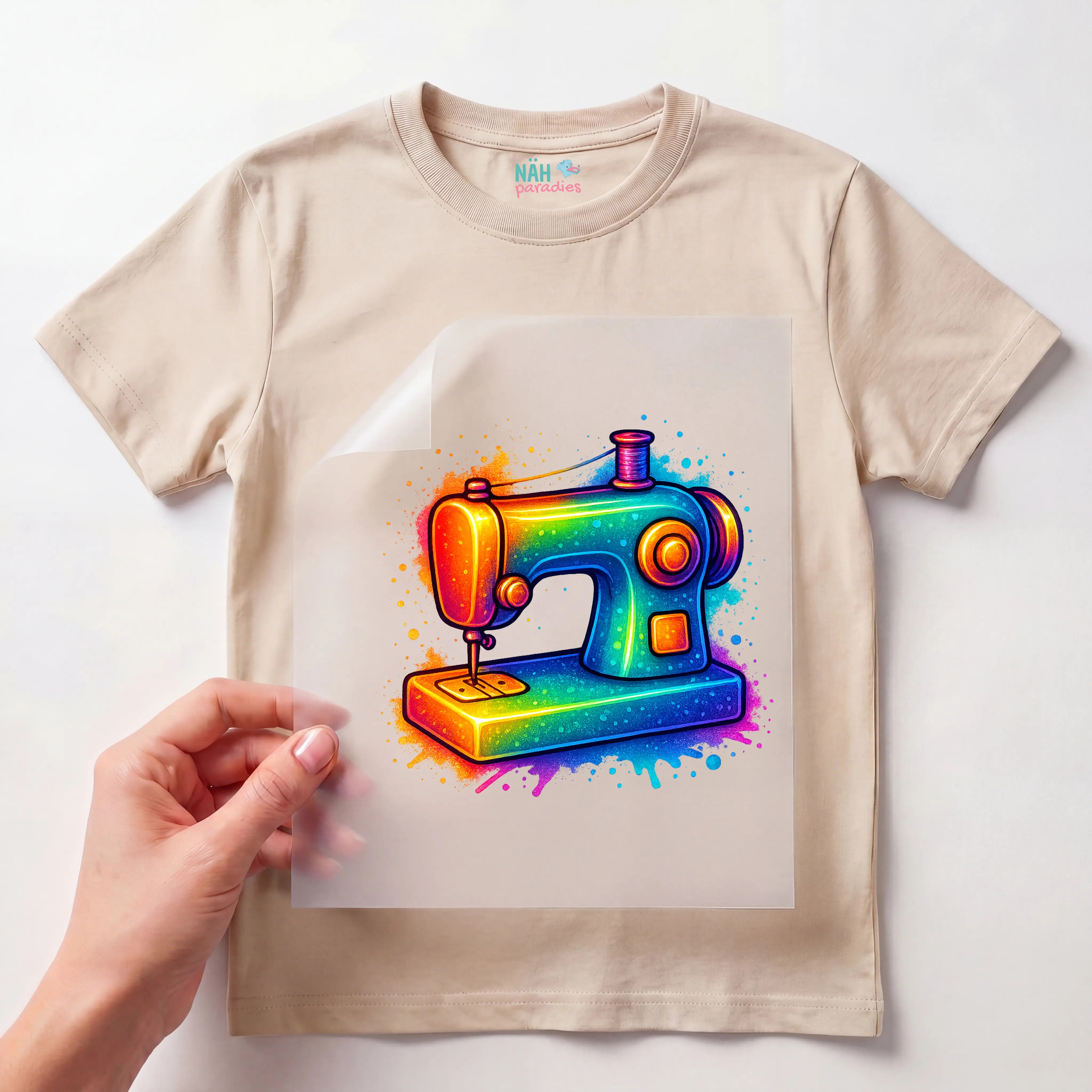 Bügelbild Nähmaschine Buntstich