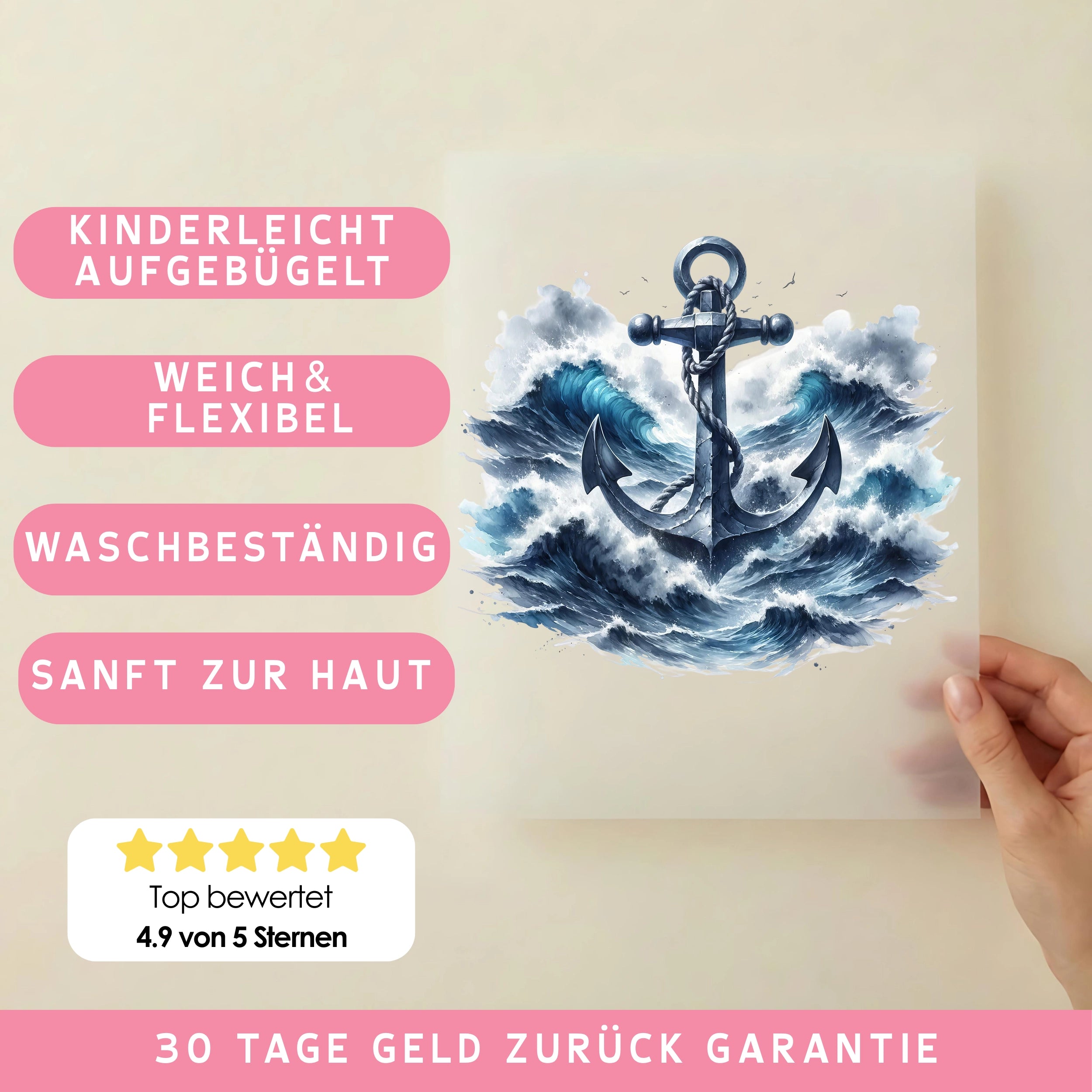Bügelbild Anker Kraft des Meeres