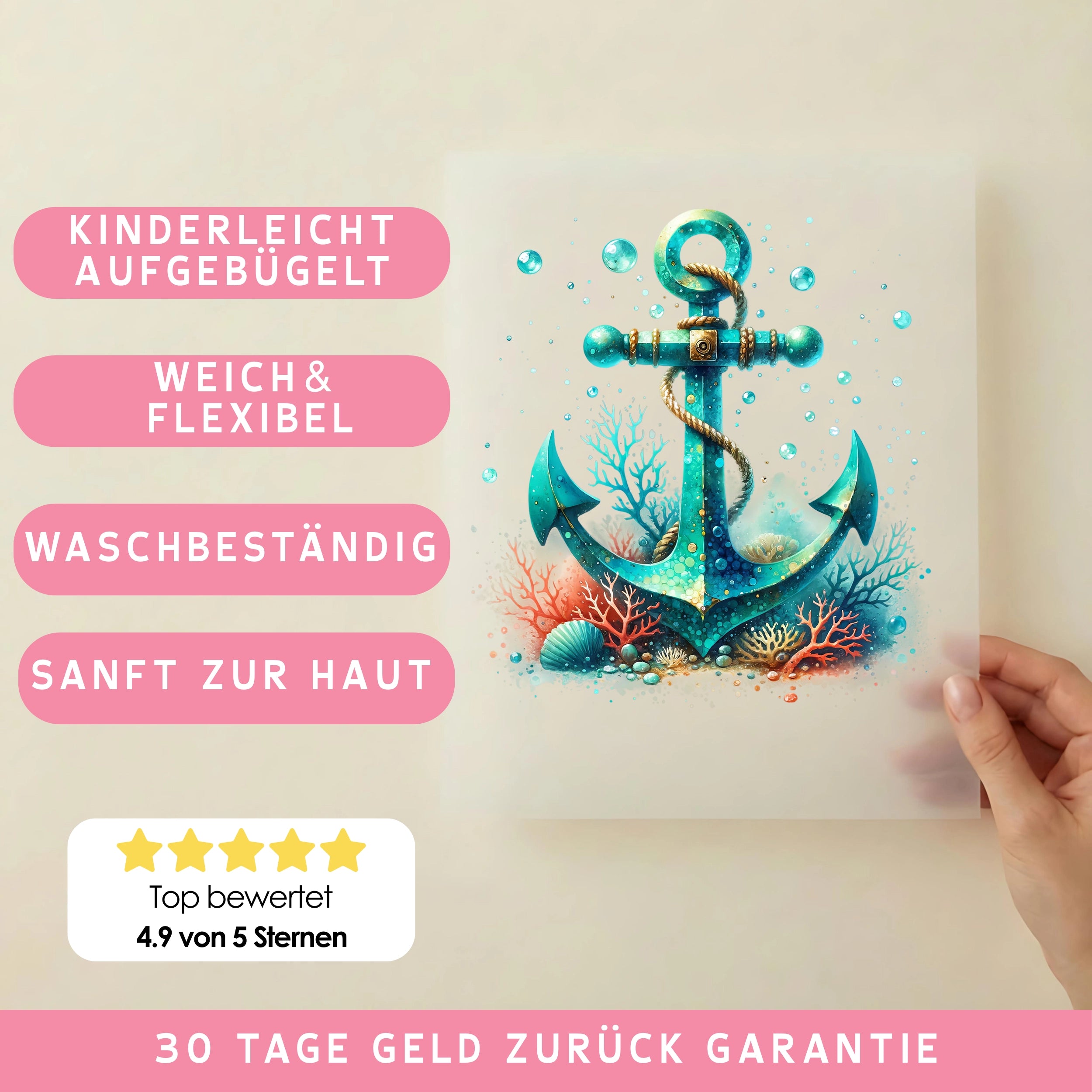 Bügelbild Anker Unterwasser Ruhe