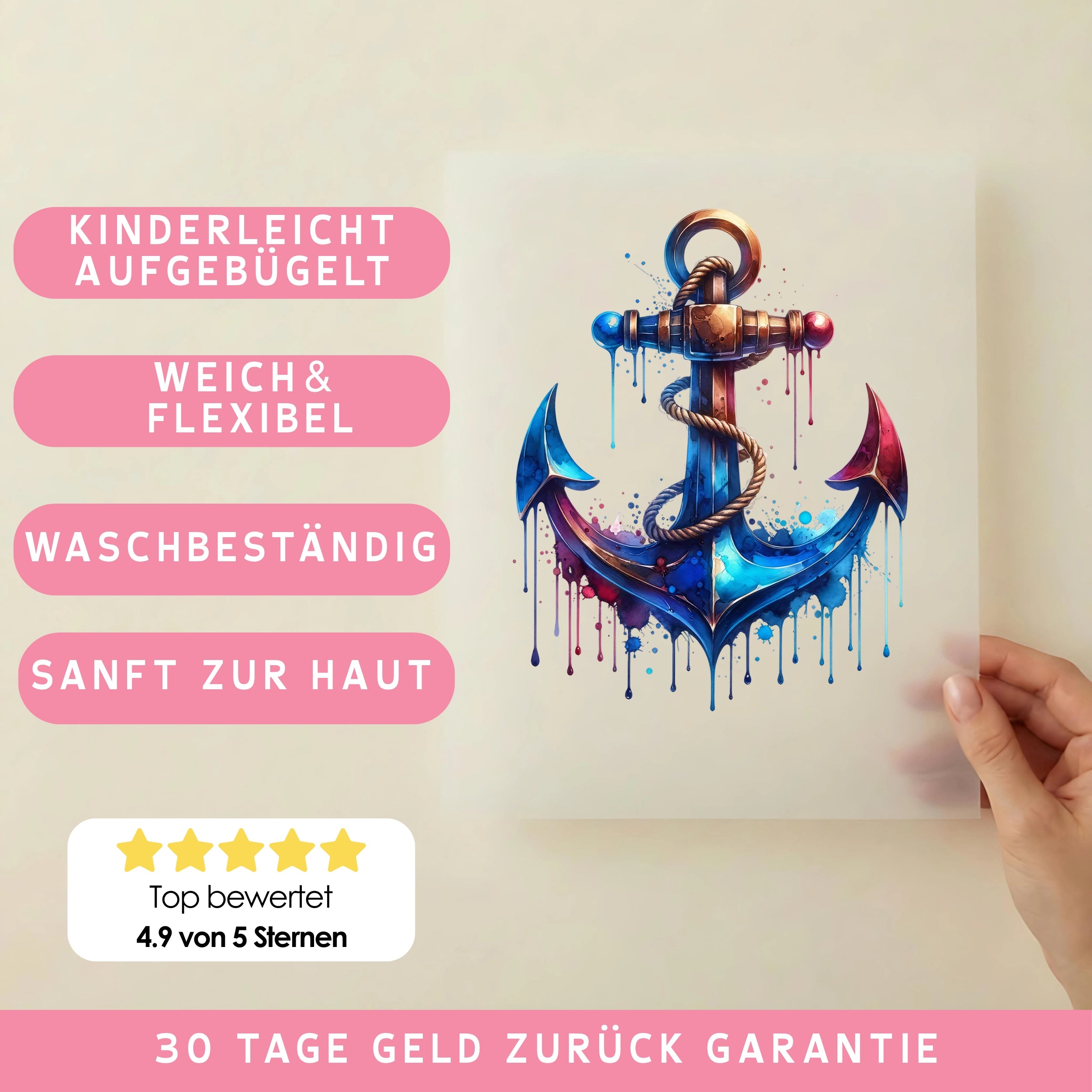 Bügelbild Tropfenanker