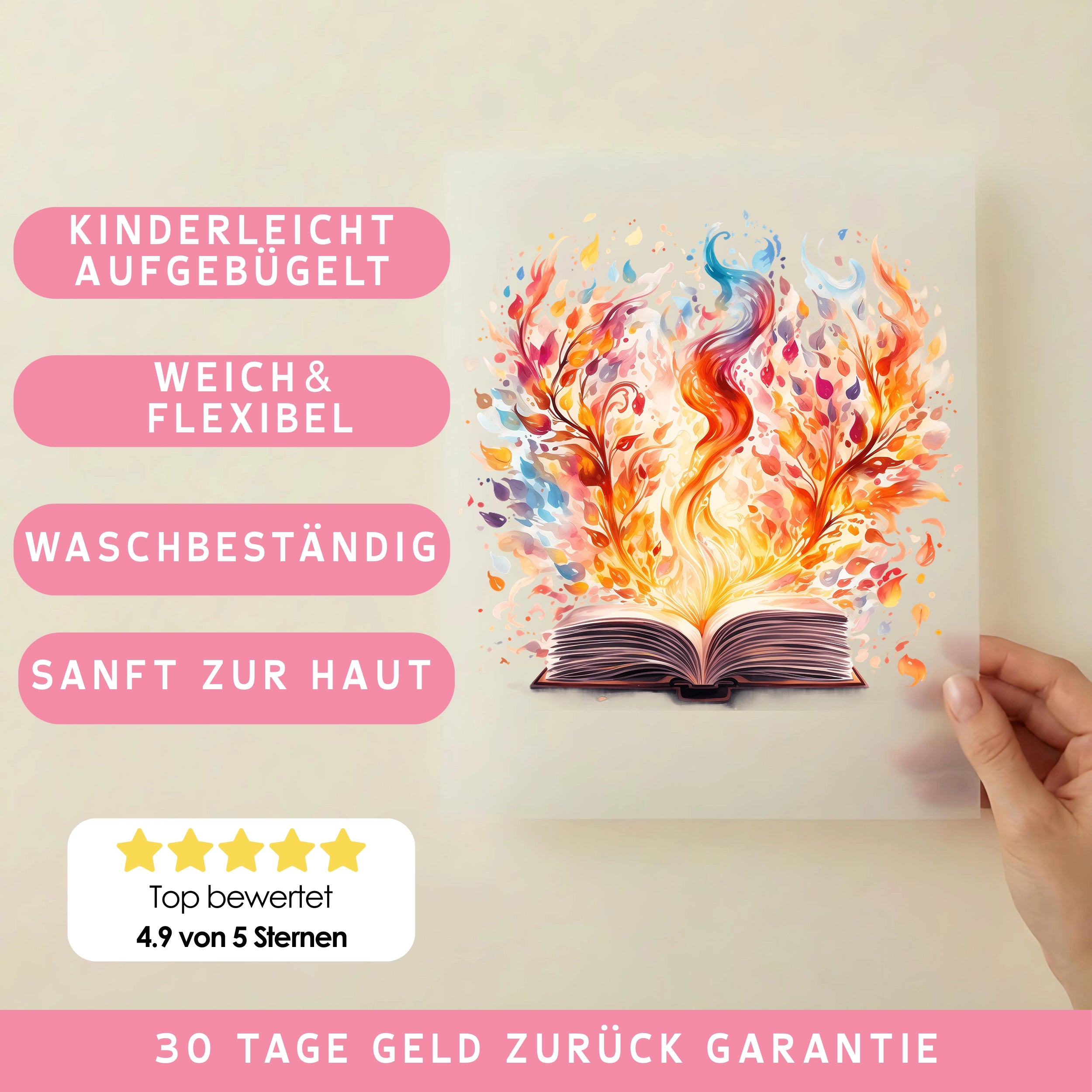 Bügelbild Buch der Flammen