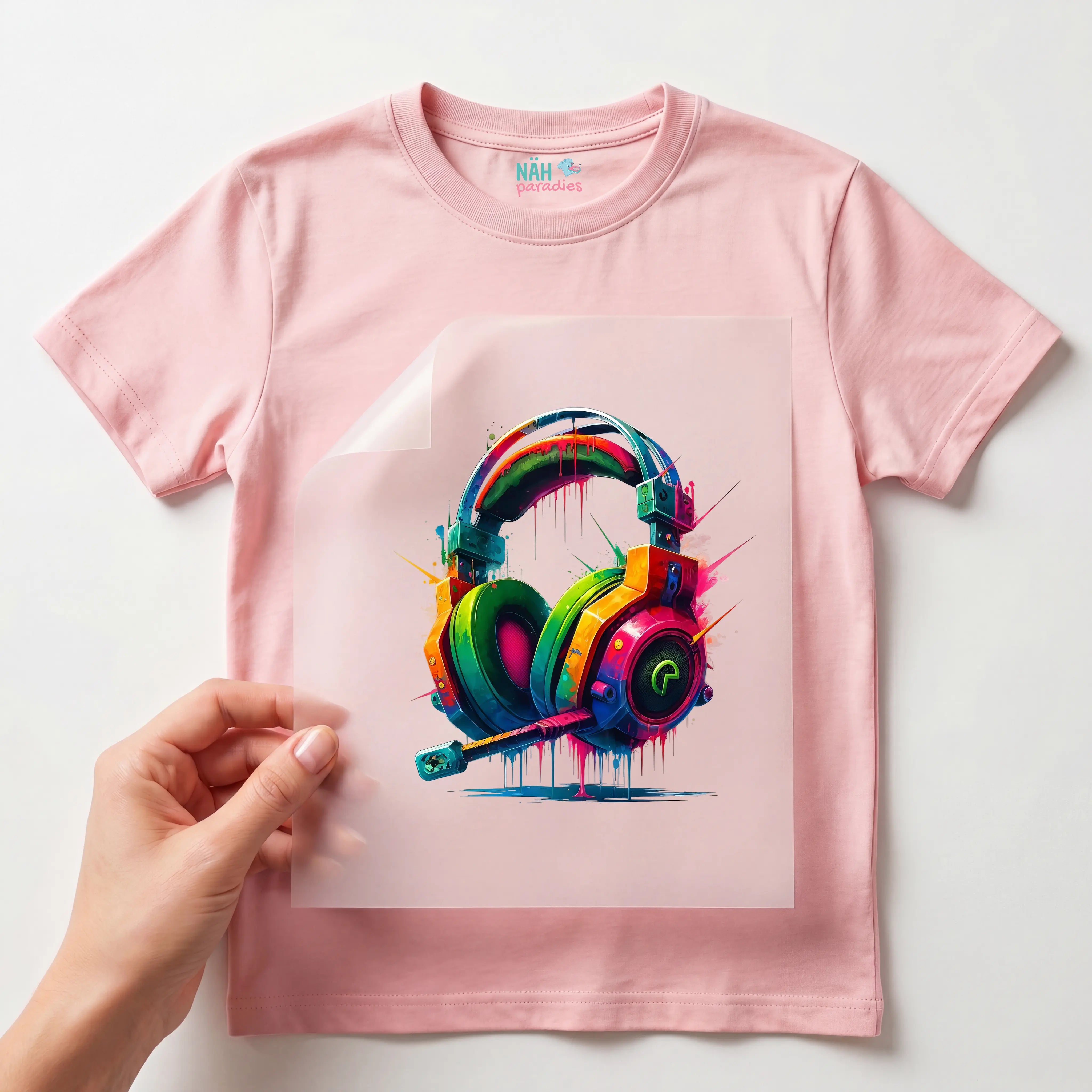 Bügelbild Kopfhörer Neonbeats