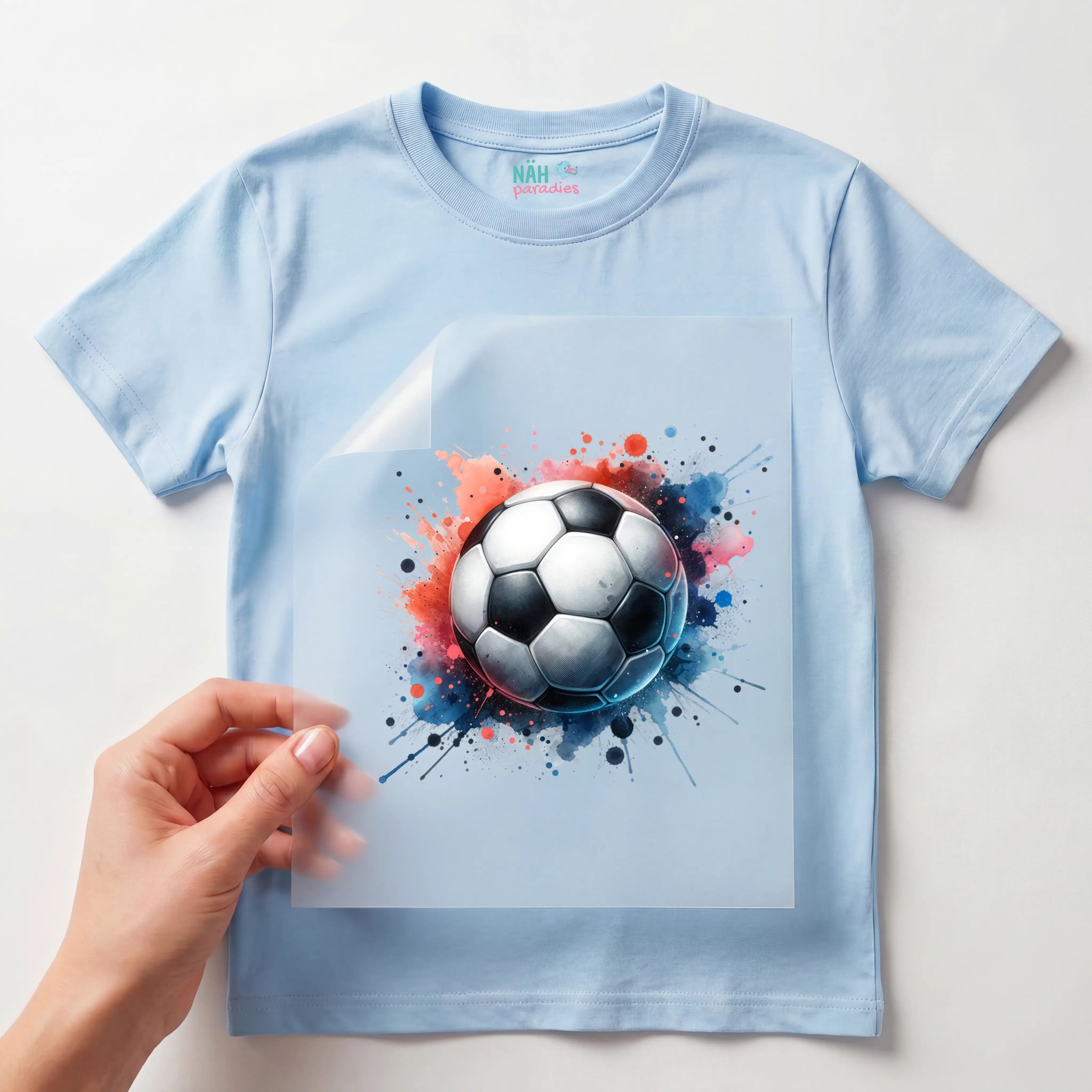 Bügelbild Fußball Farbkick