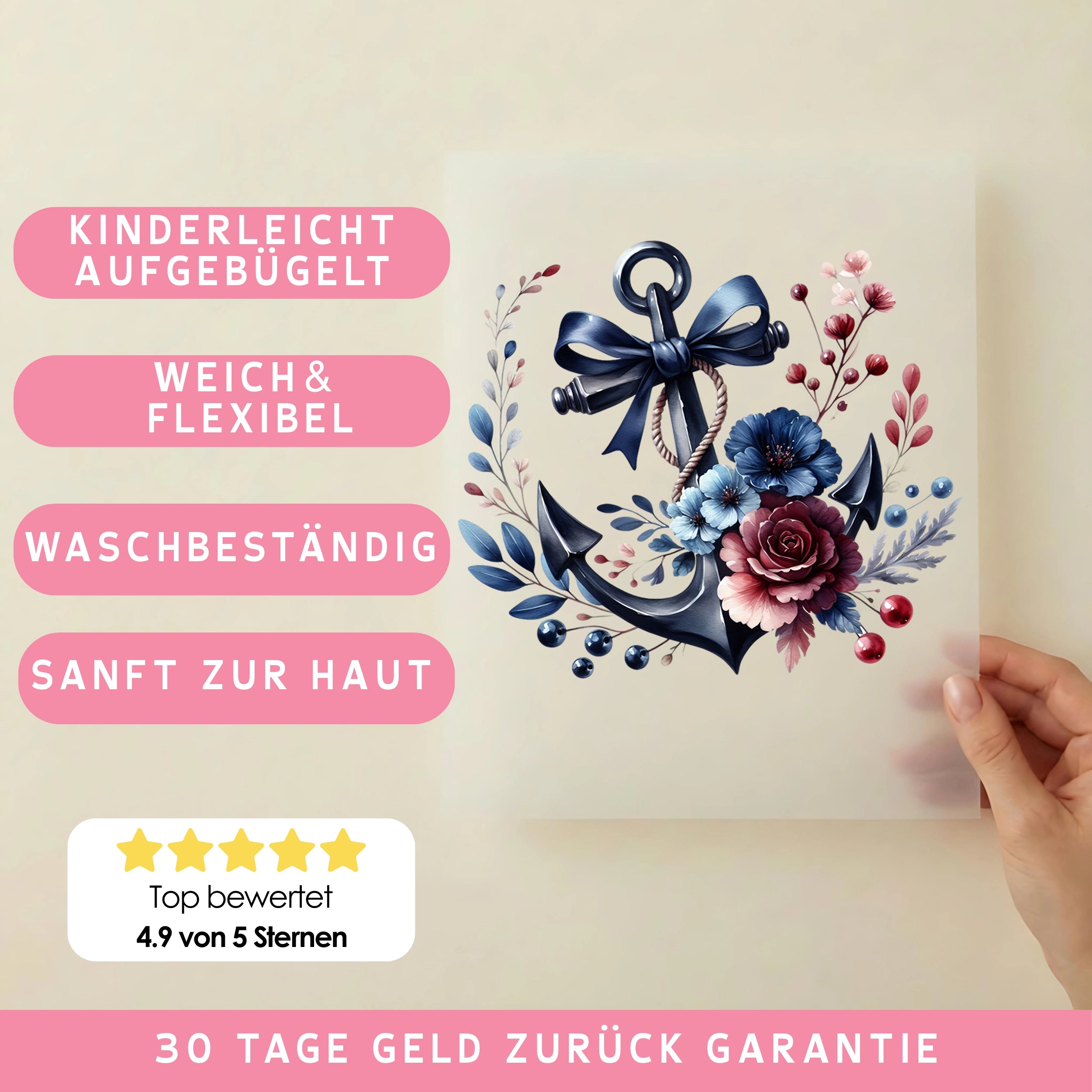 Bügelbild Anker der Liebe