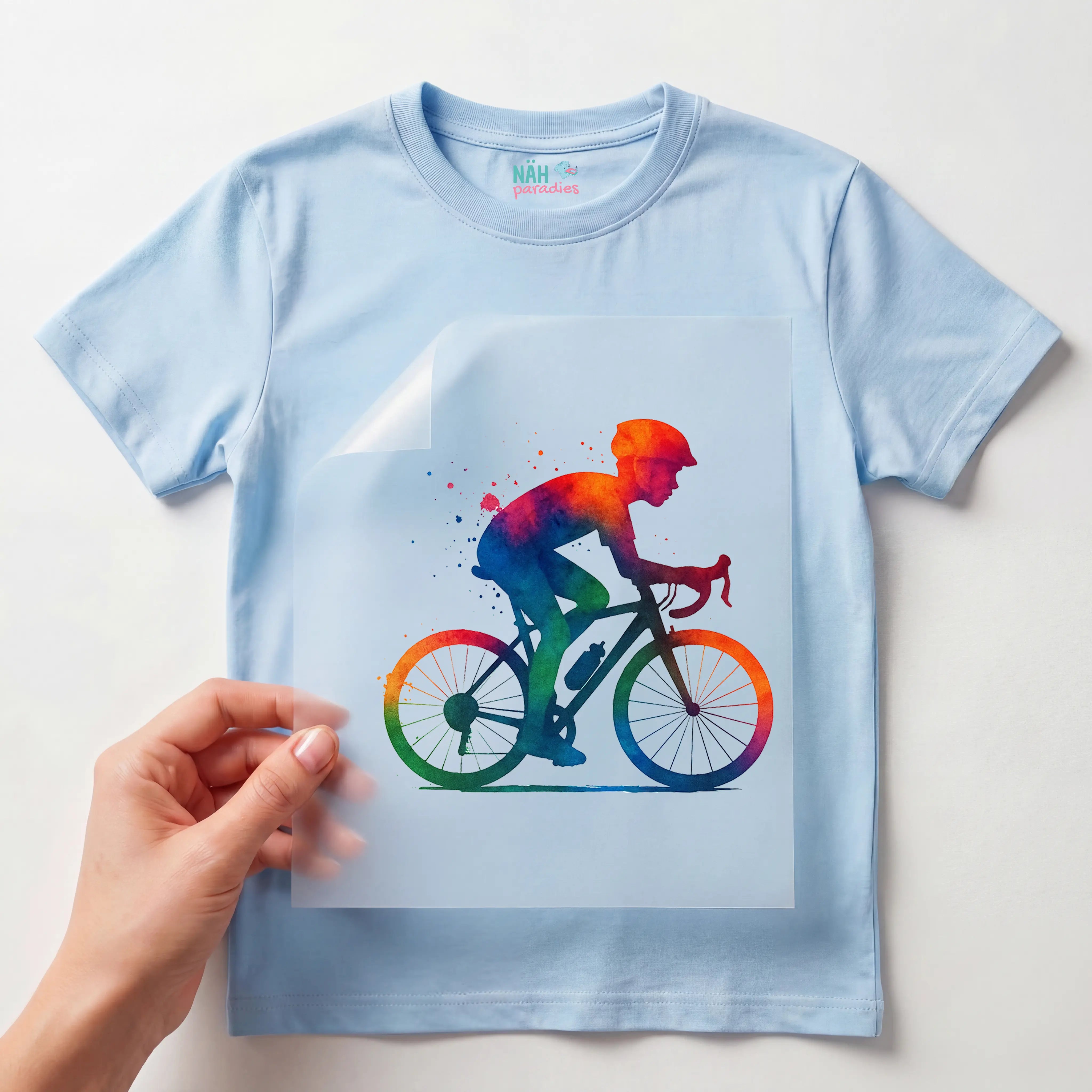 Bügelbild Fahrradfahrer Splash