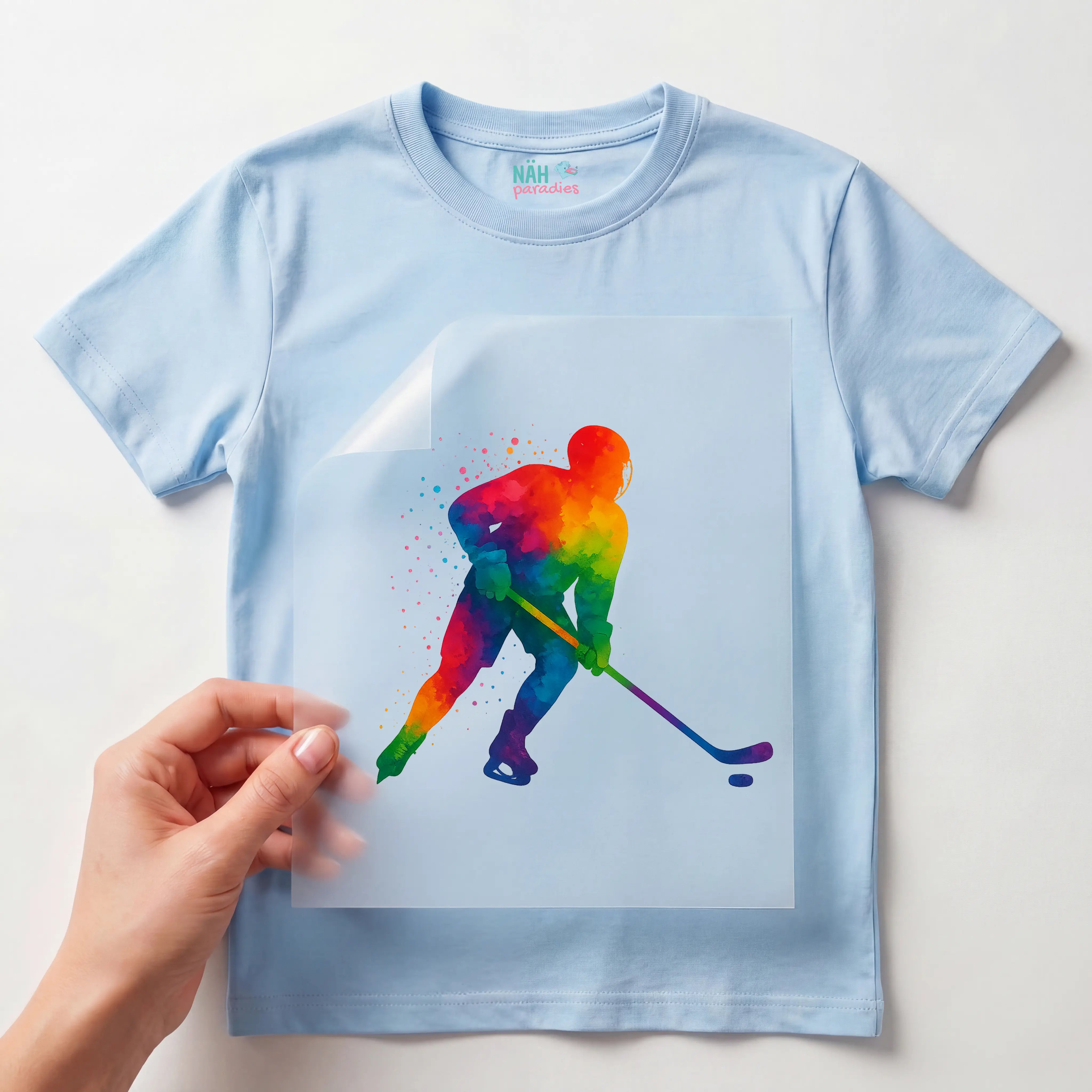 Bügelbild Bunter Hockeyspieler Splash