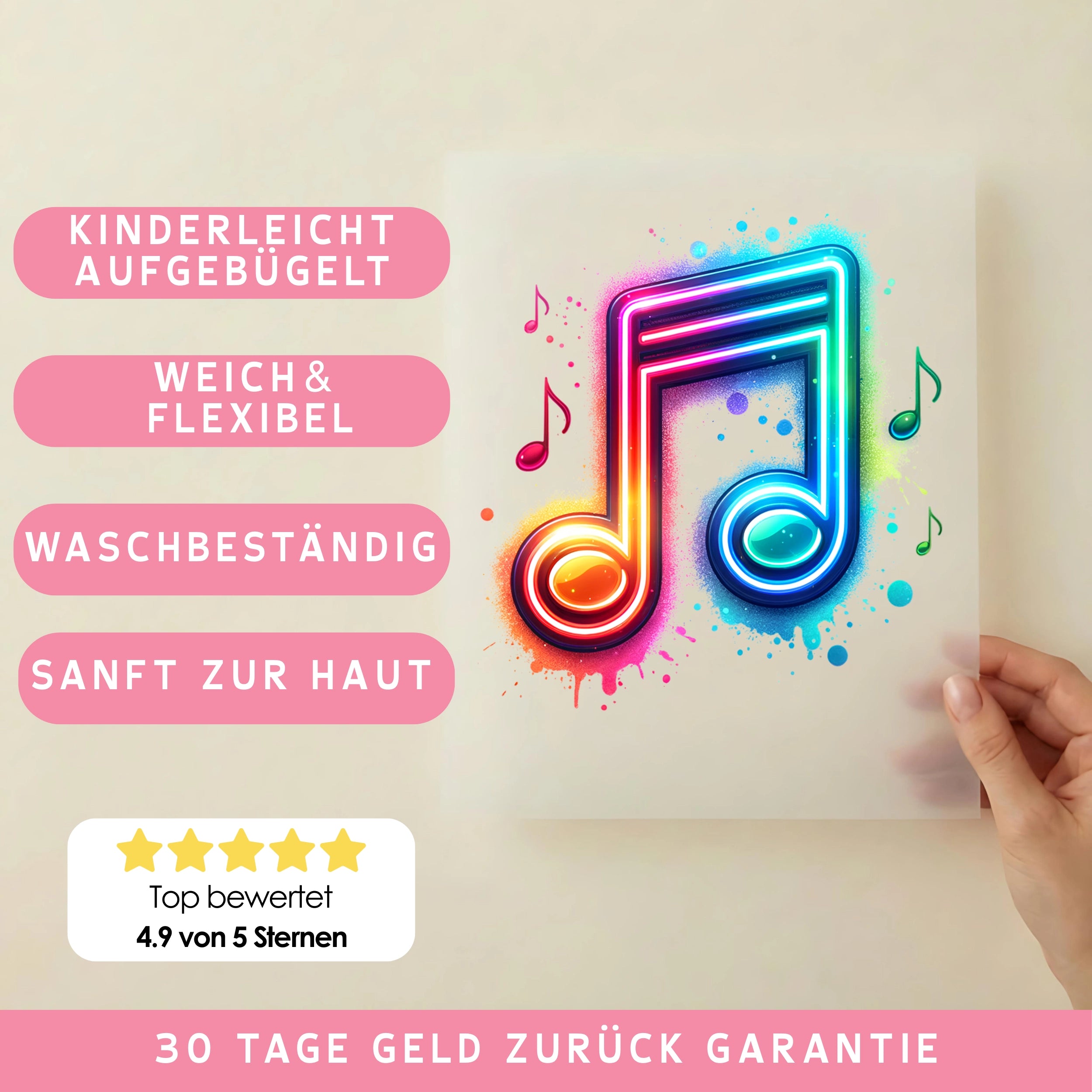 Bügelbild Neon Note