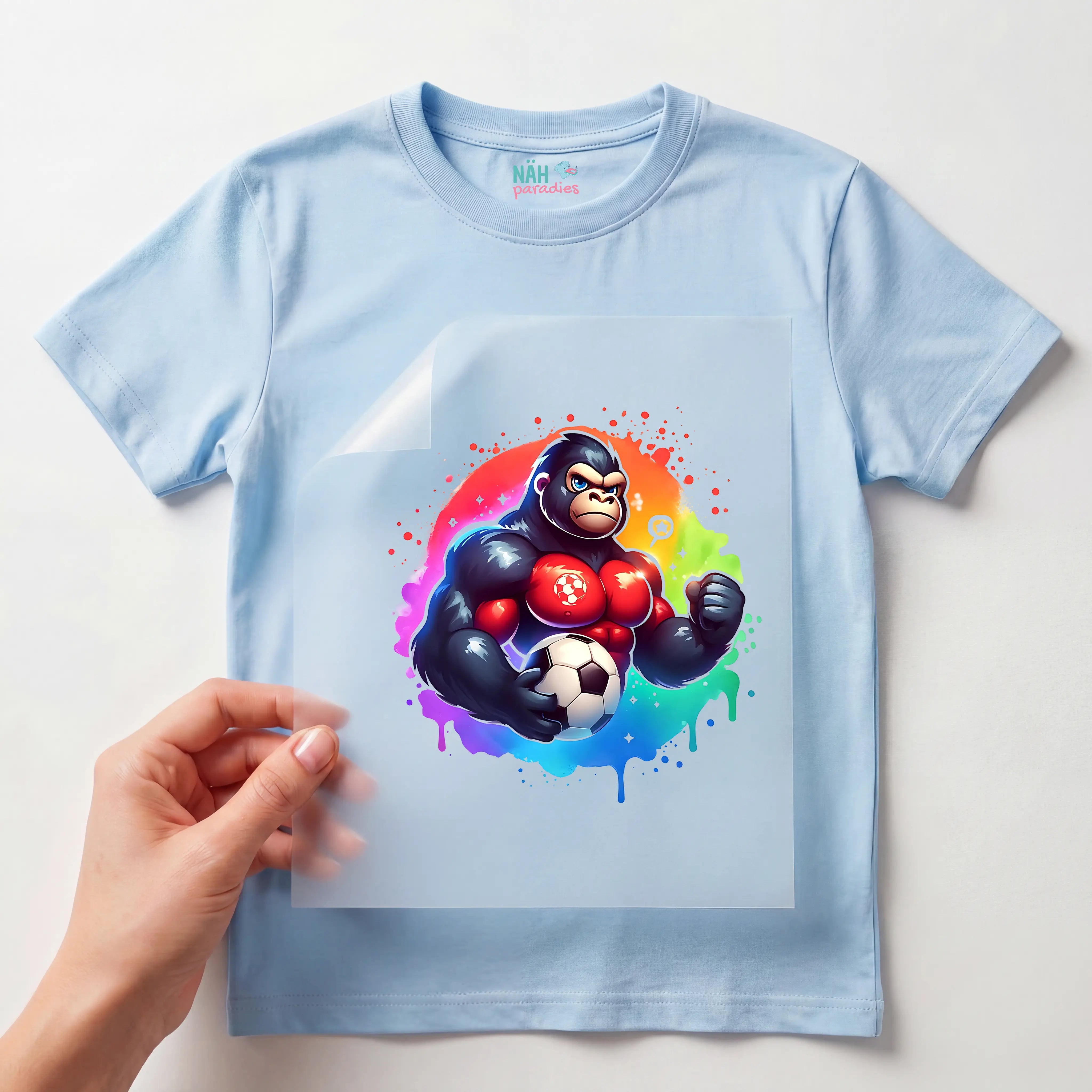Bügelbild Fußball Gorilla Powerball