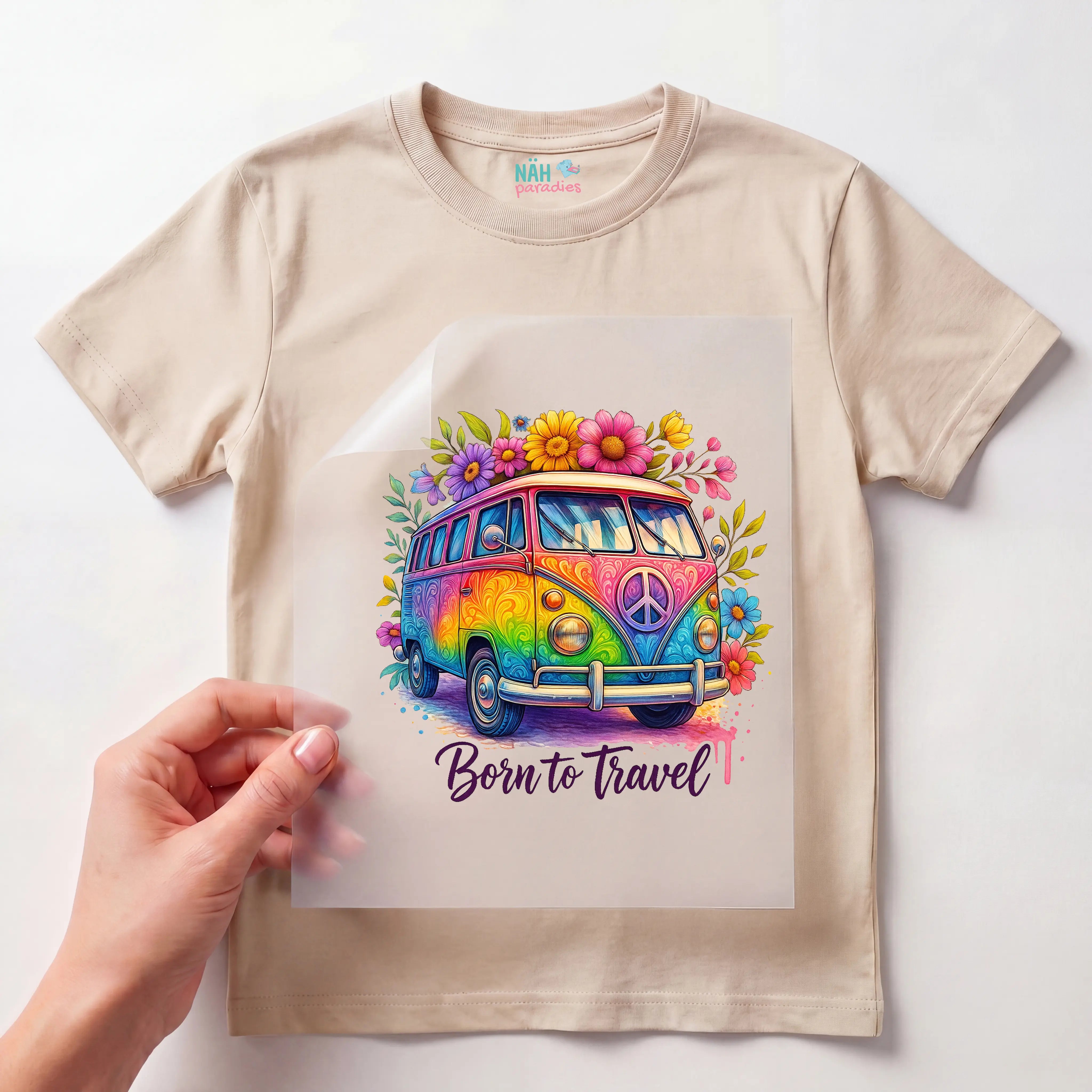 Bügelbild Camping Born to travel