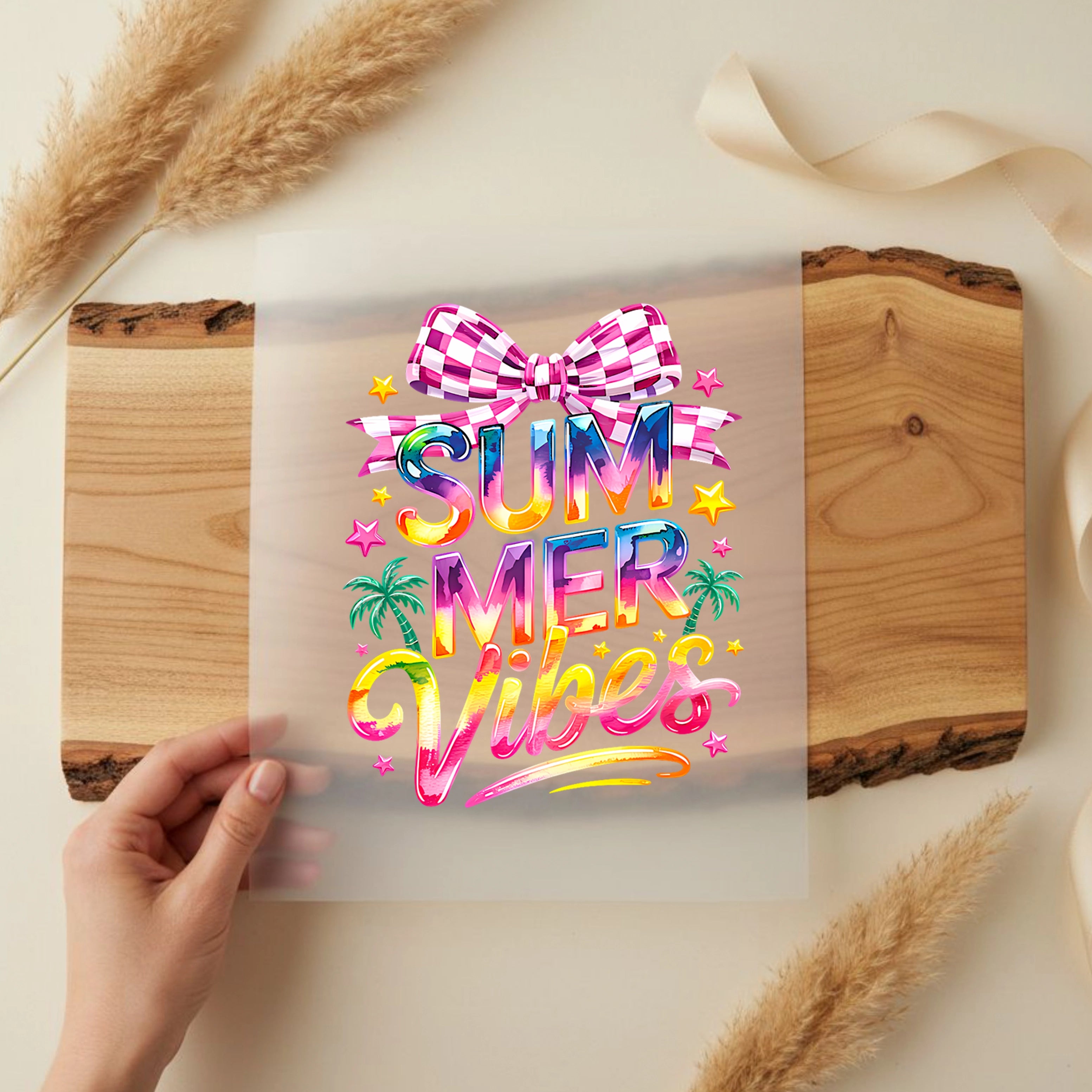 Bügelbild Summer Vibes Neon Schleife