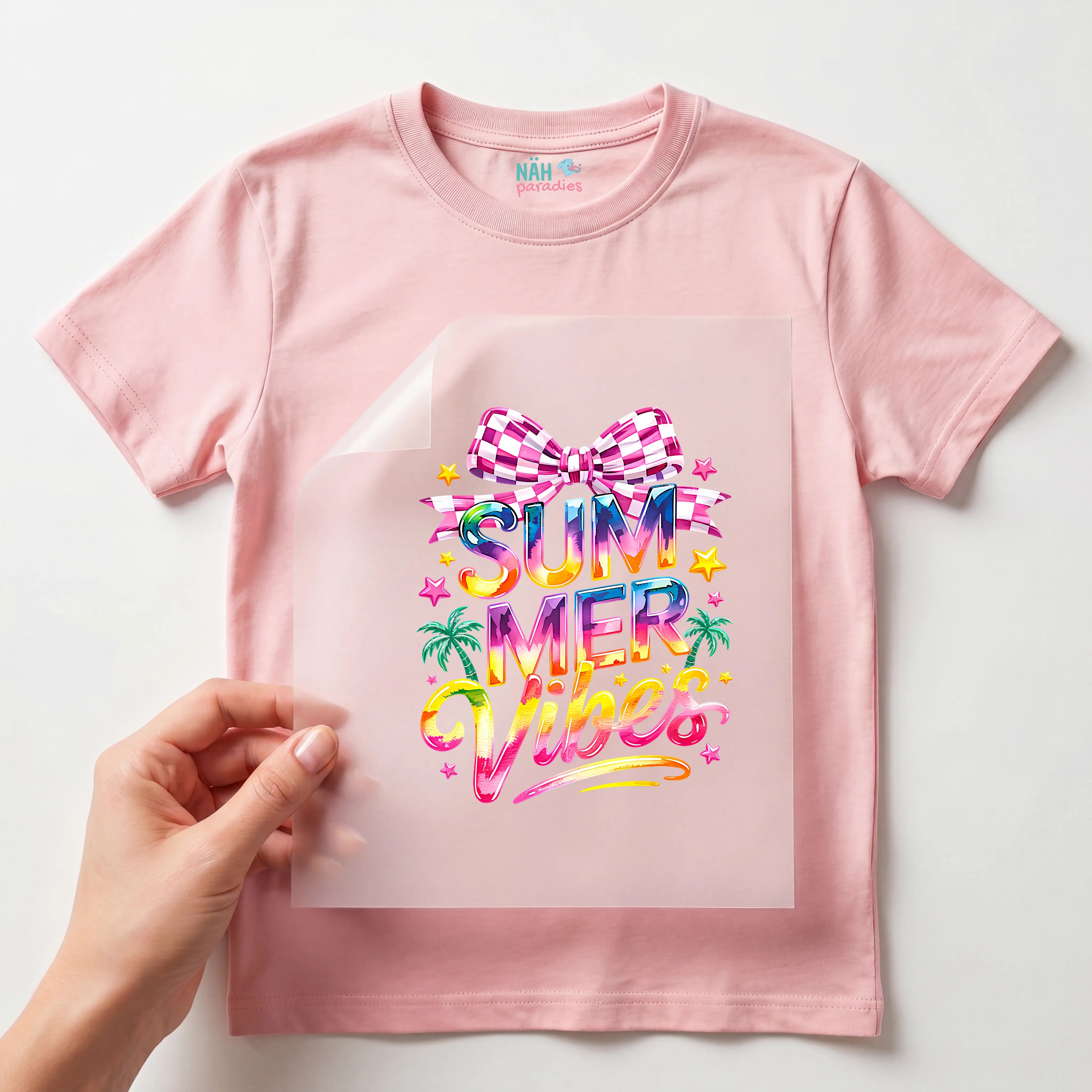 Bügelbild Summer Vibes Neon Schleife