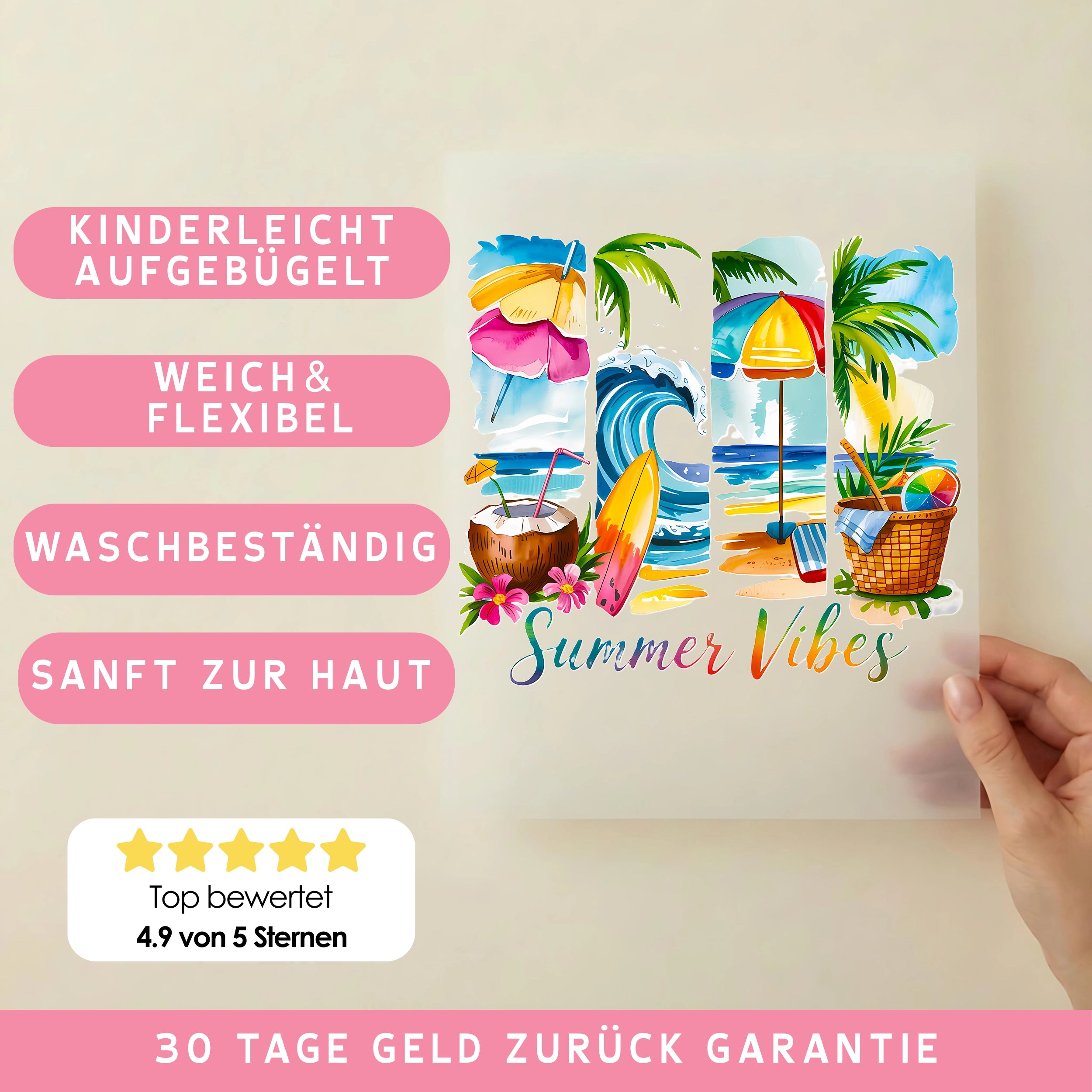 Bügelbild Summer Vibes Regenbogenlaune