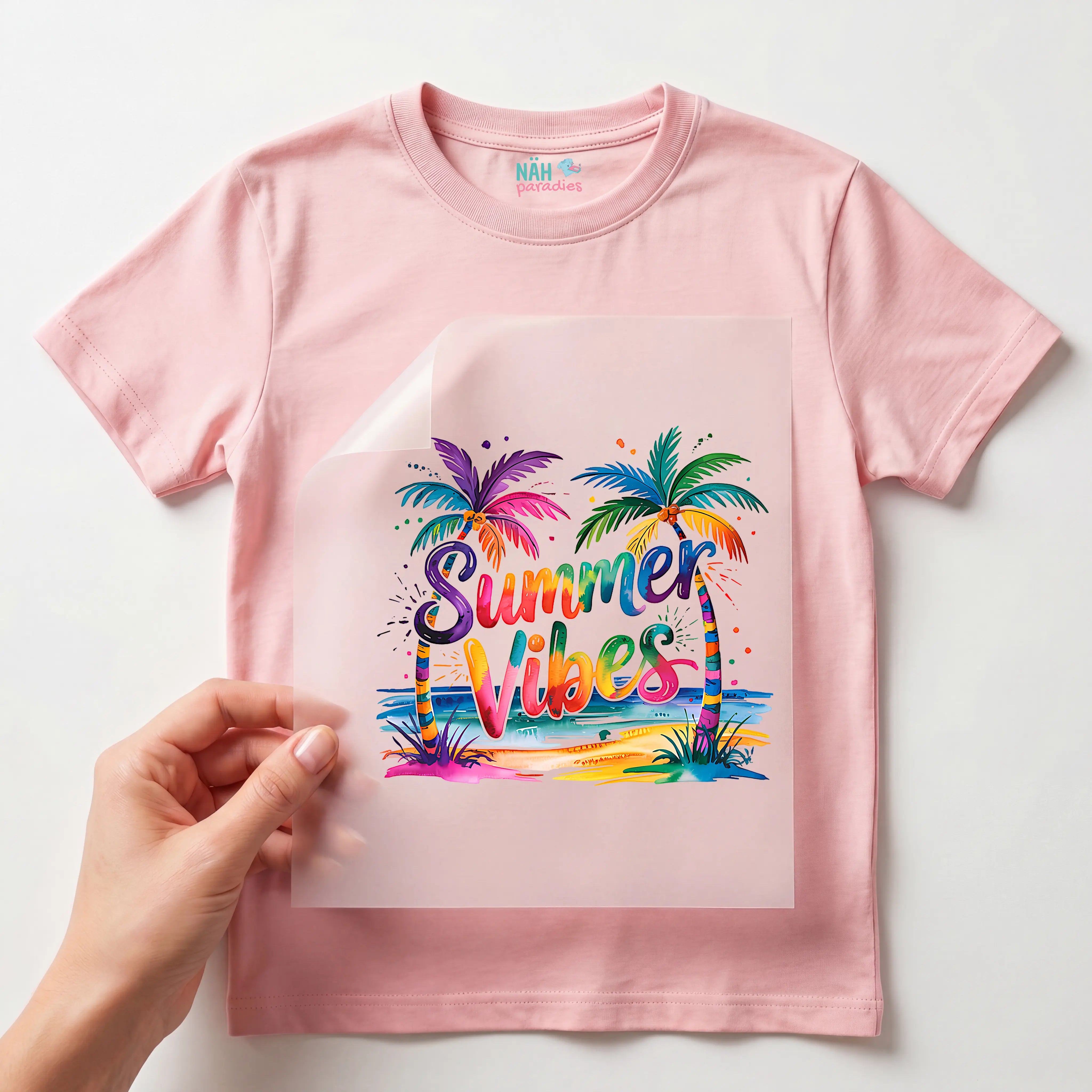 Bügelbild Summervibes Bunte Palmen