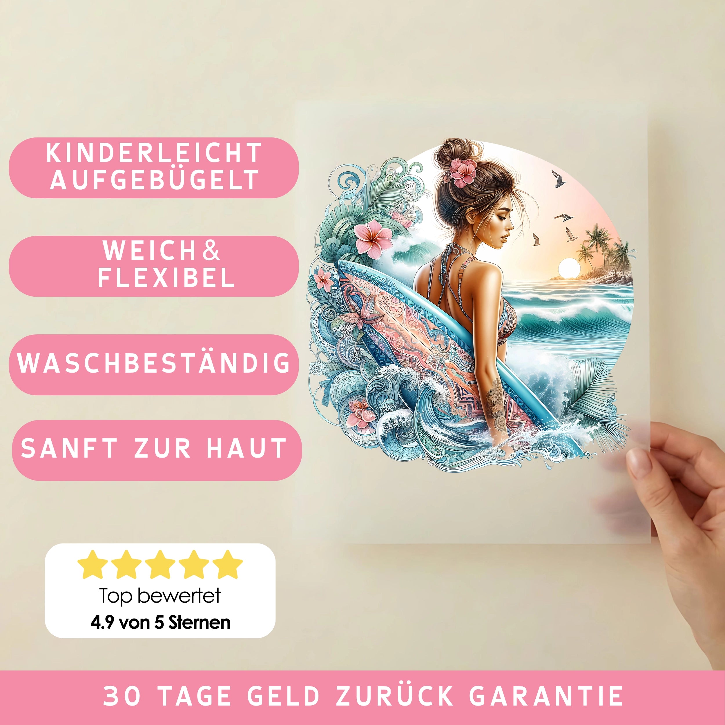 Bügelbild Surfergirl Aloha Spirit