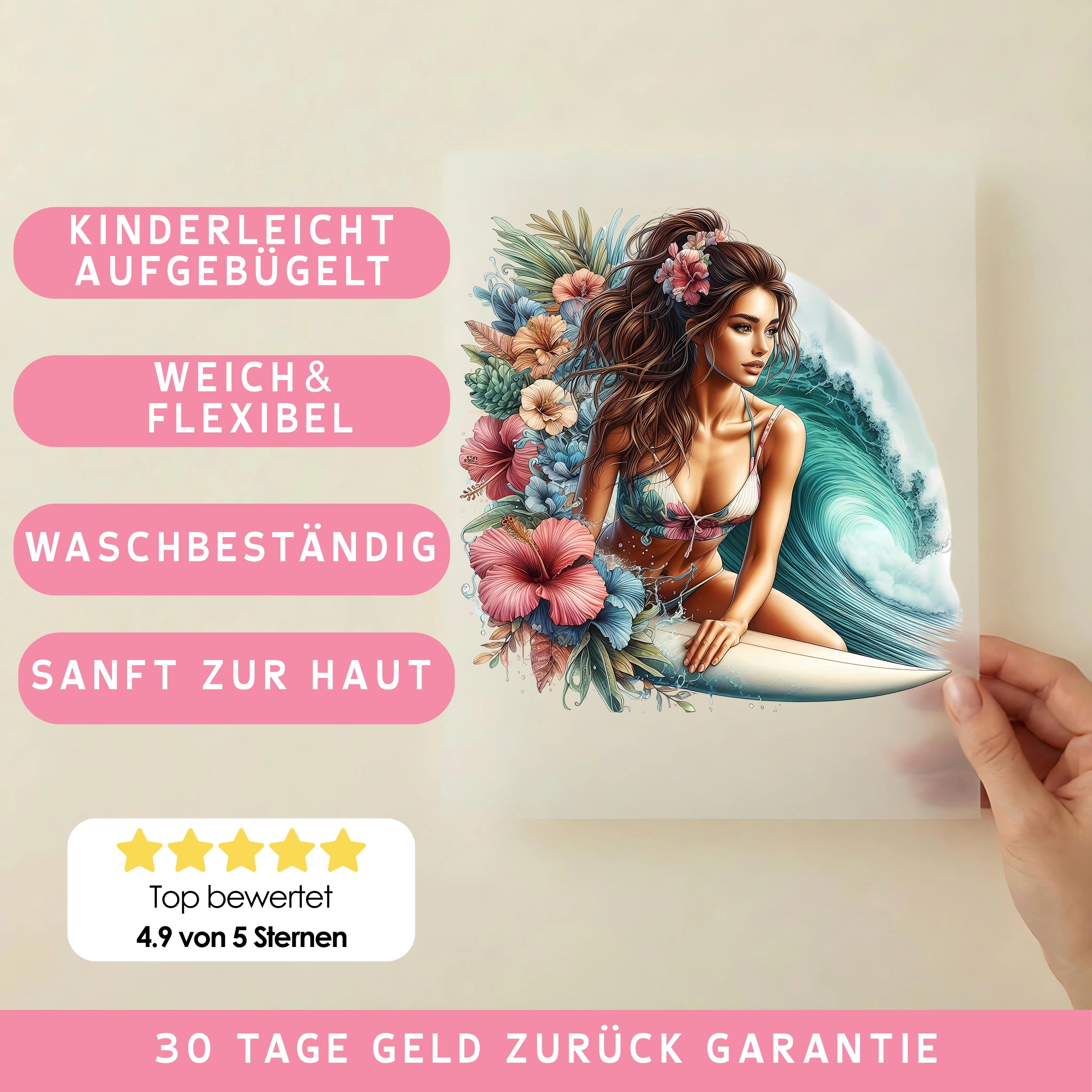 Bügelbild Wellenreiterin Aloha