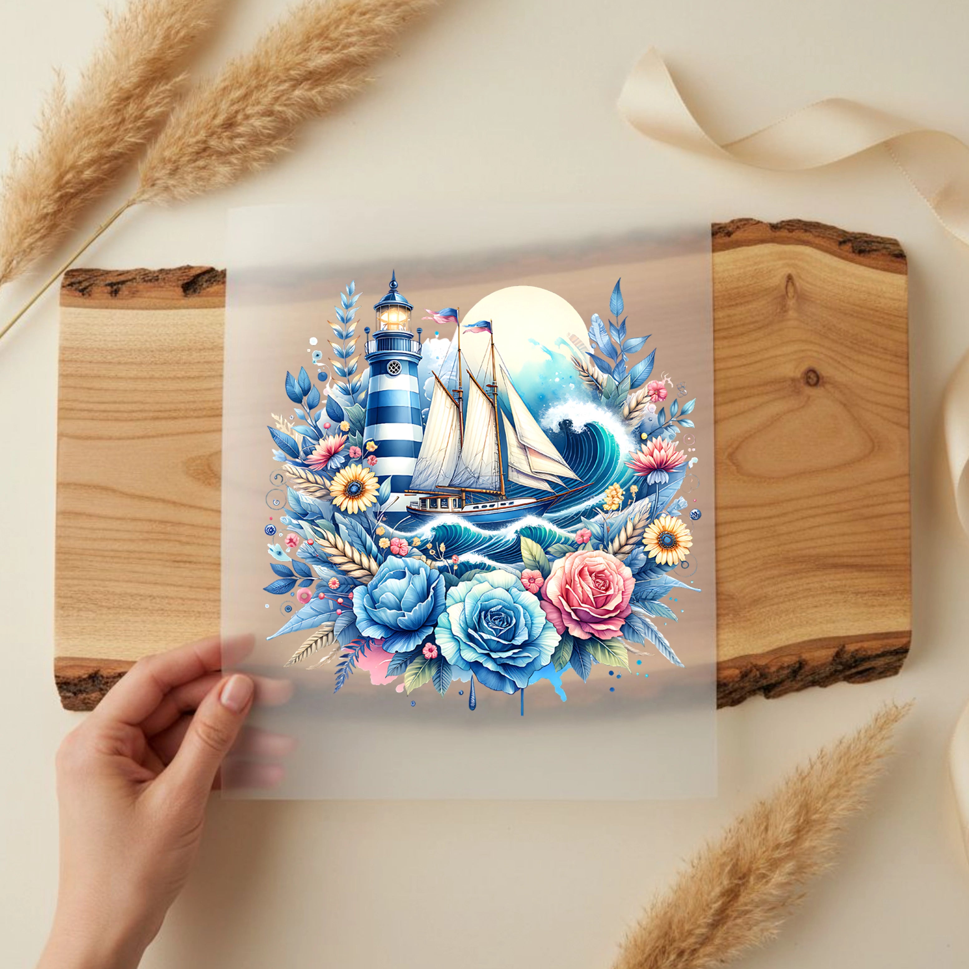 Bügelbild Schiff im Blütenmeer