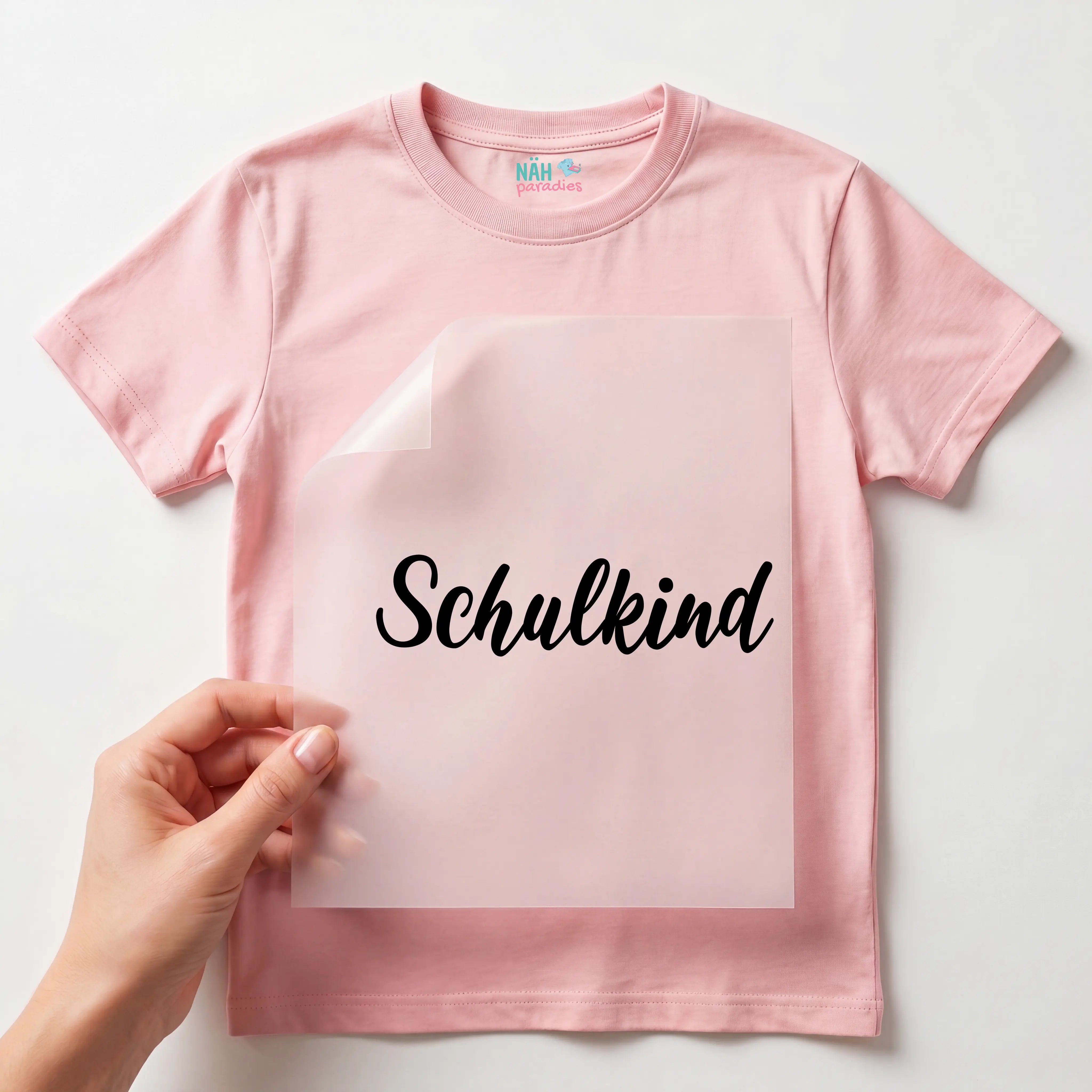 Bügelbild Schulkind Schriftzug Schreibschrift