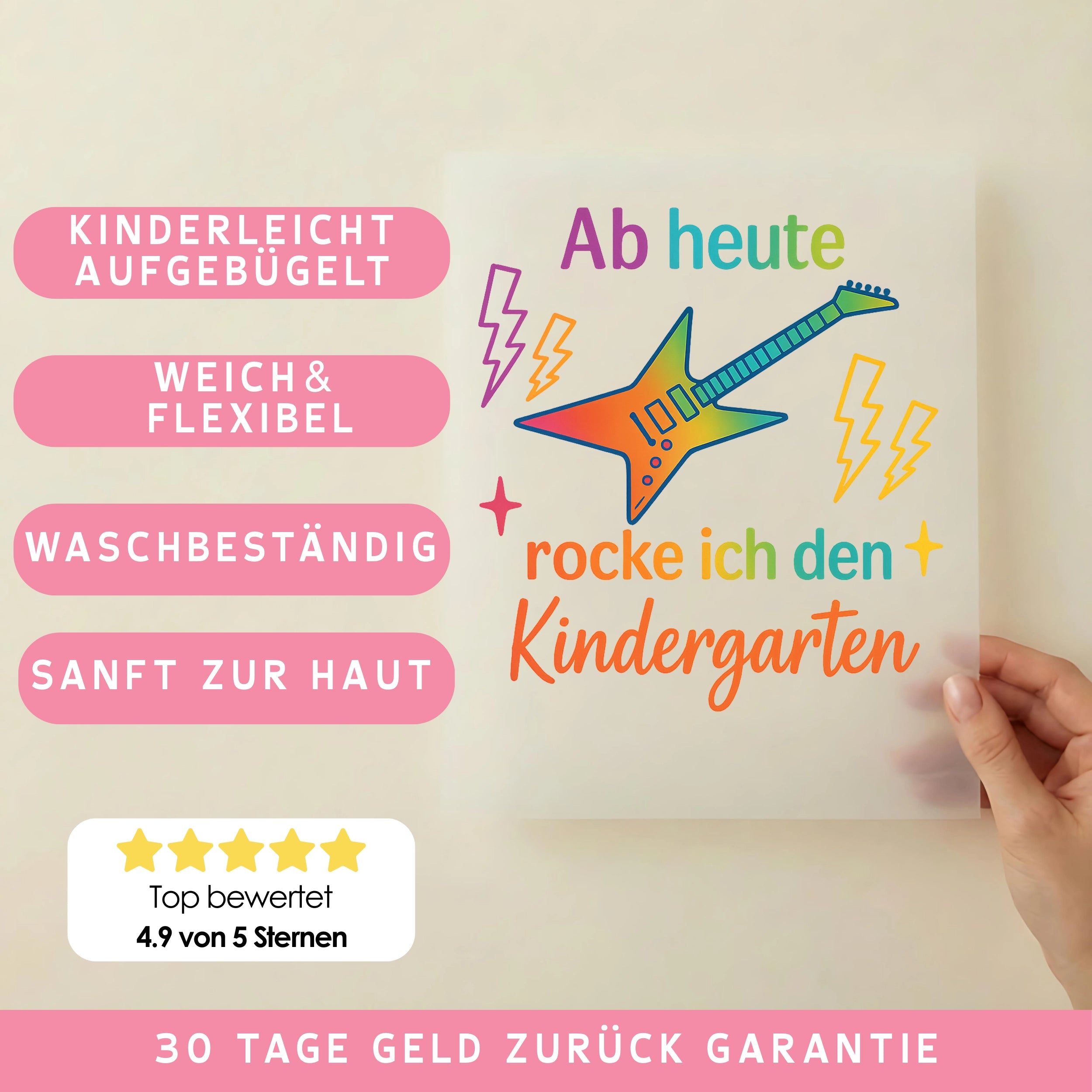 Bügelbild Ab heute rocke ich den Kindergarten