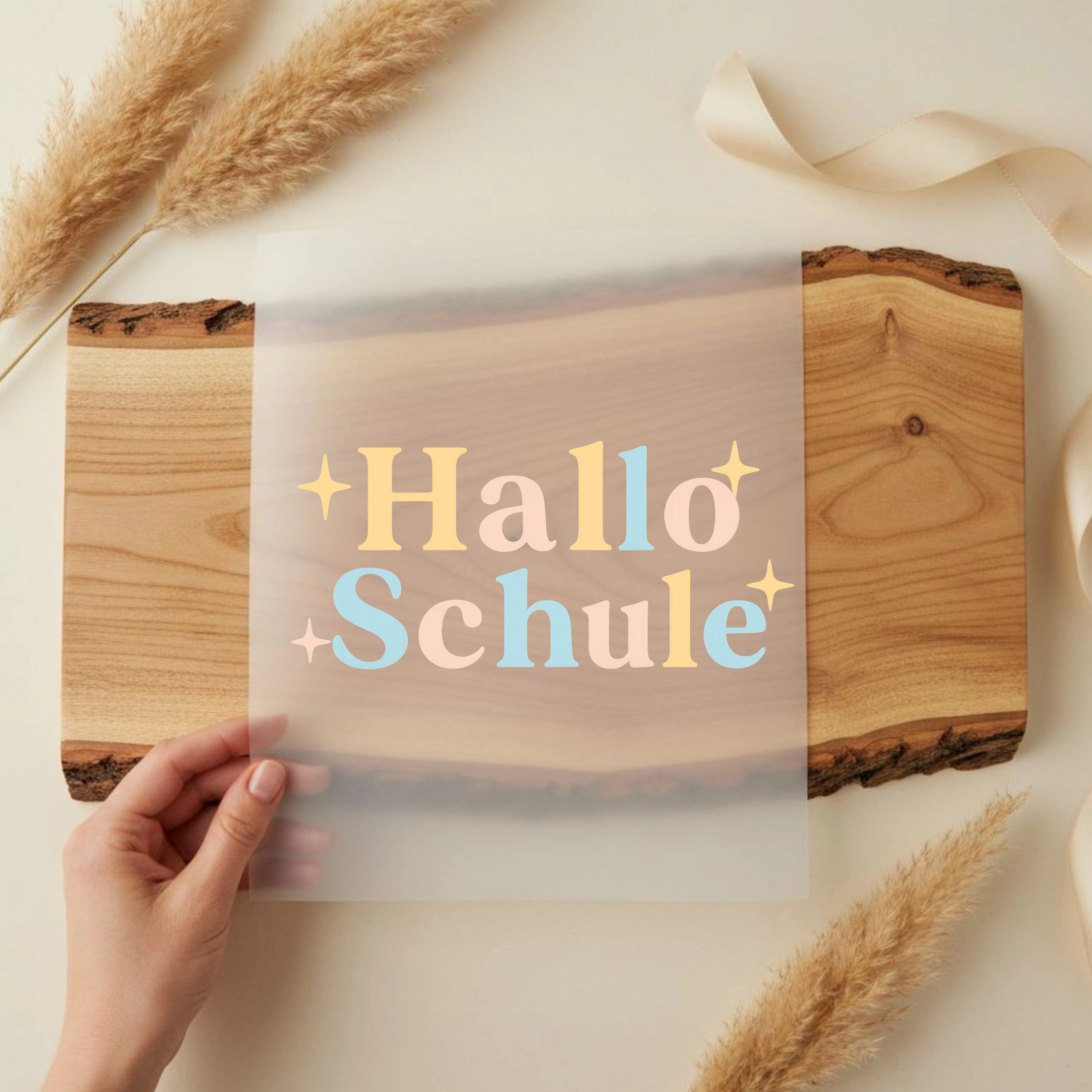 Bügelbild Hallo Schule Pastel
