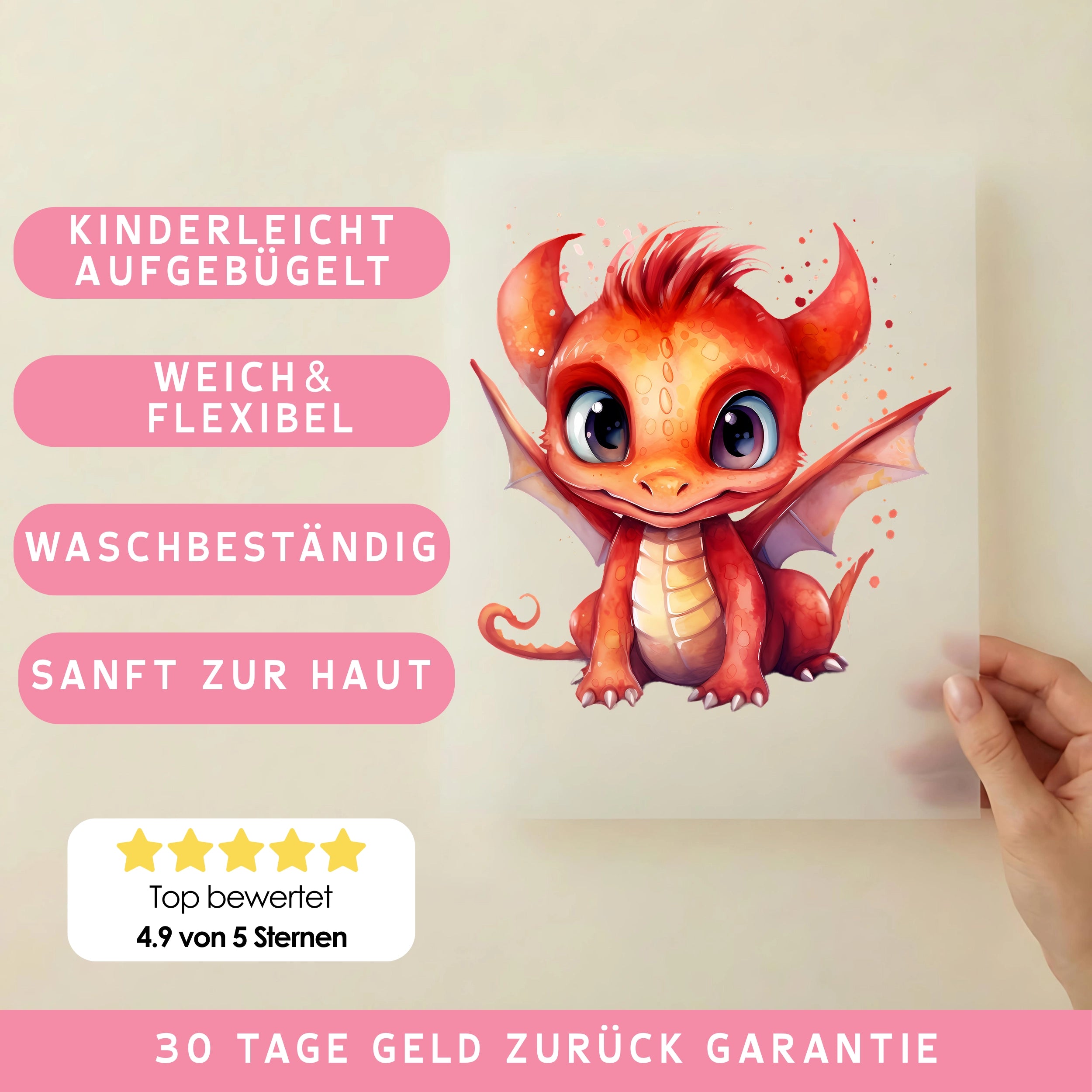 Bügelbild Drachenbaby Rot