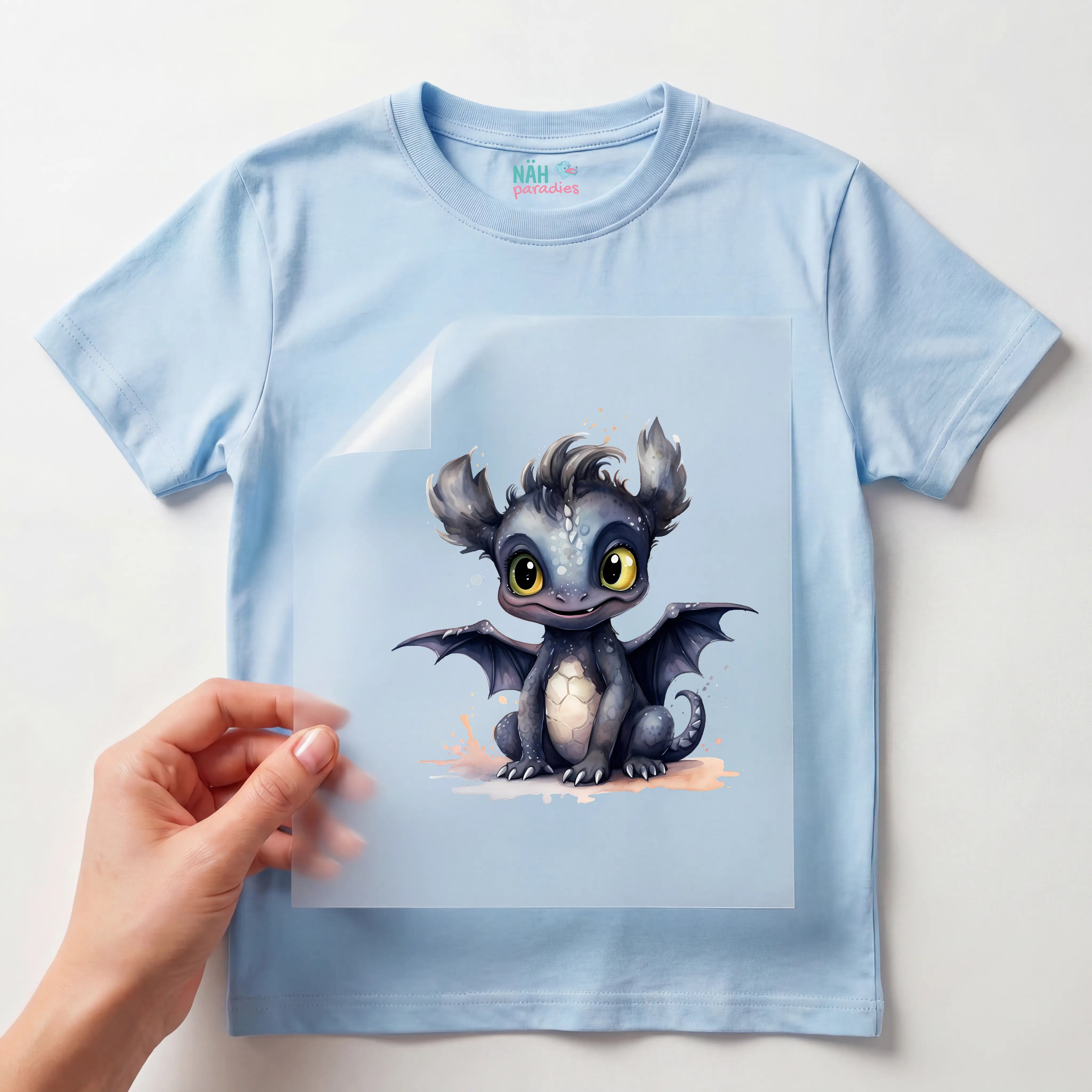 Bügelbild Drachenbaby Schwarz