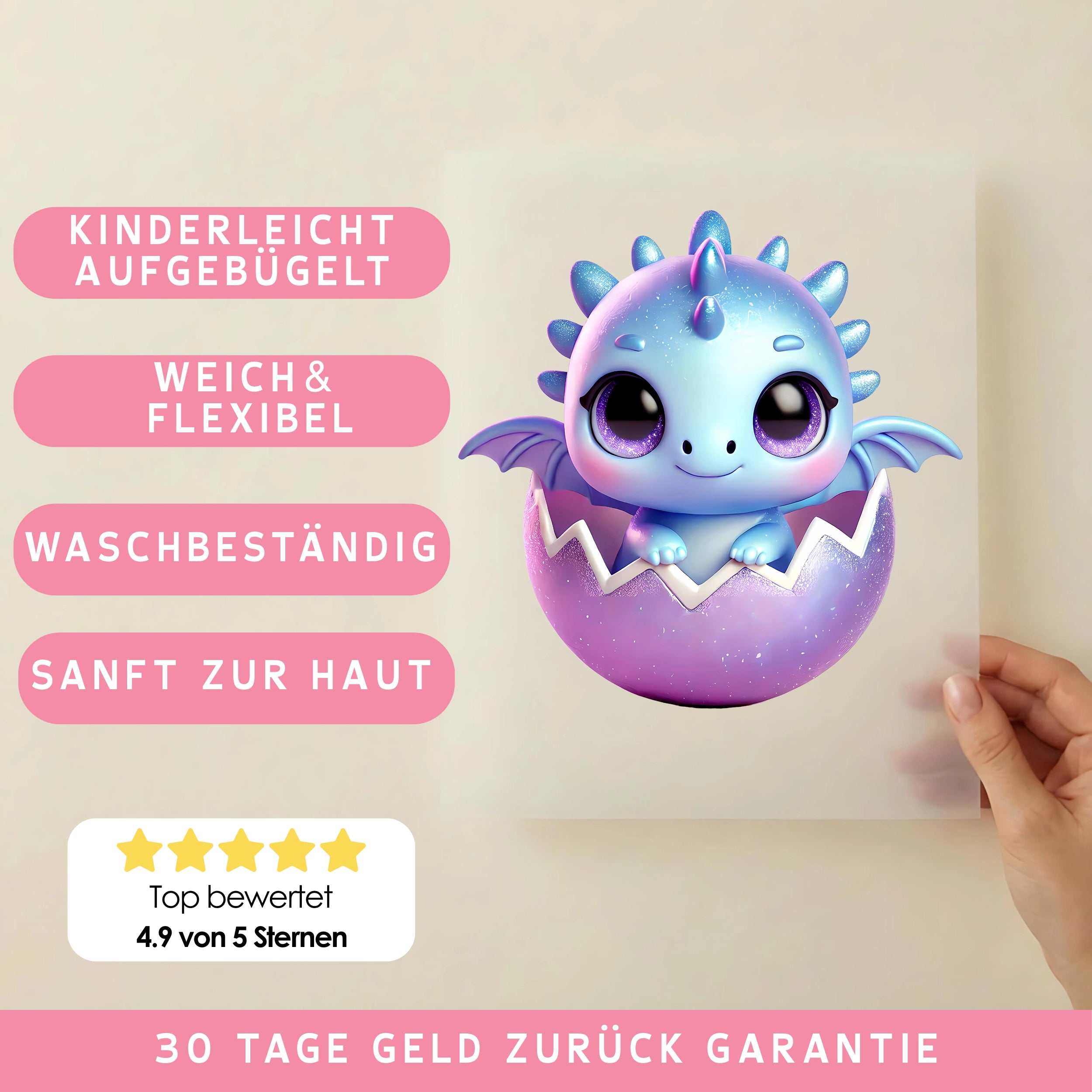 Bügelbild Drache Lilaschlüpfling