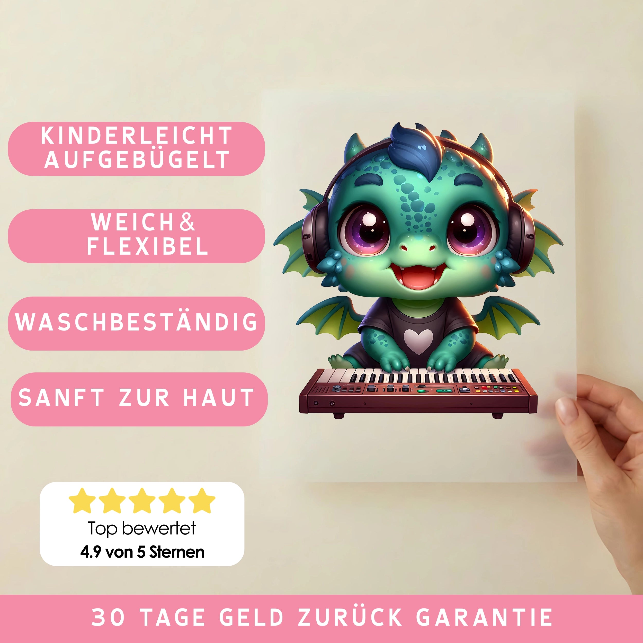 Bügelbild Drache Keyboard Kid
