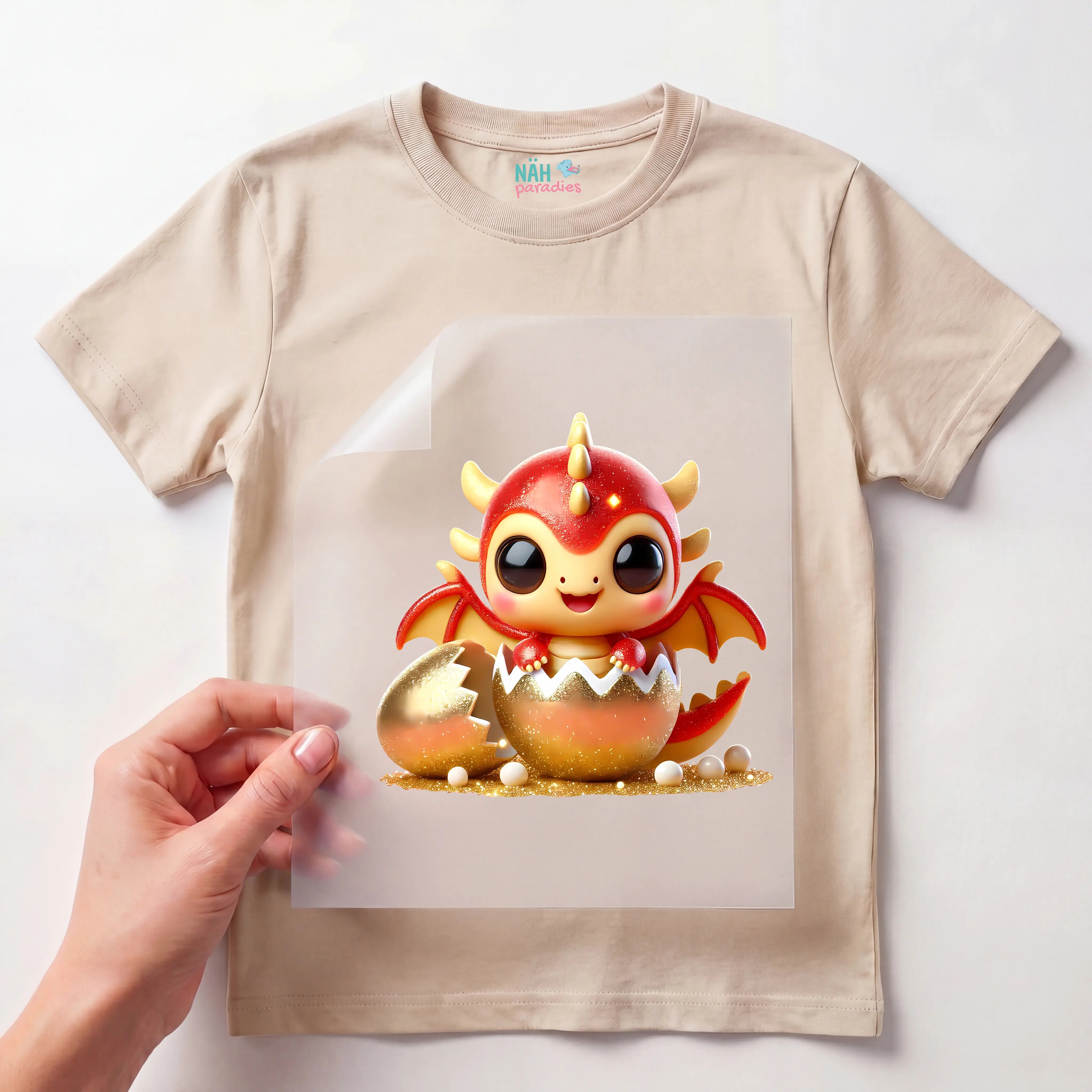 Bügelbild Drache Goldschlüpfling
