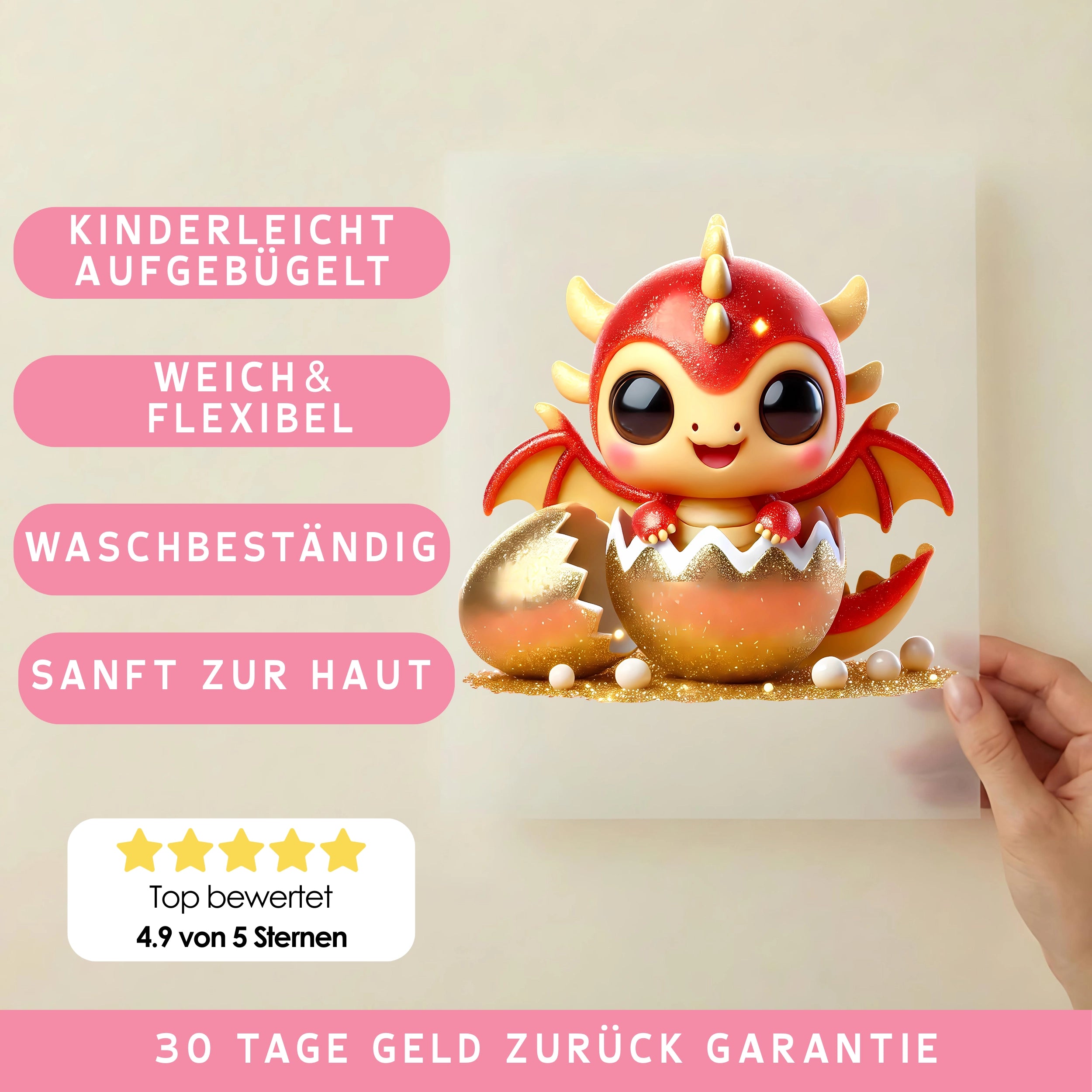Bügelbild Drache Goldschlüpfling