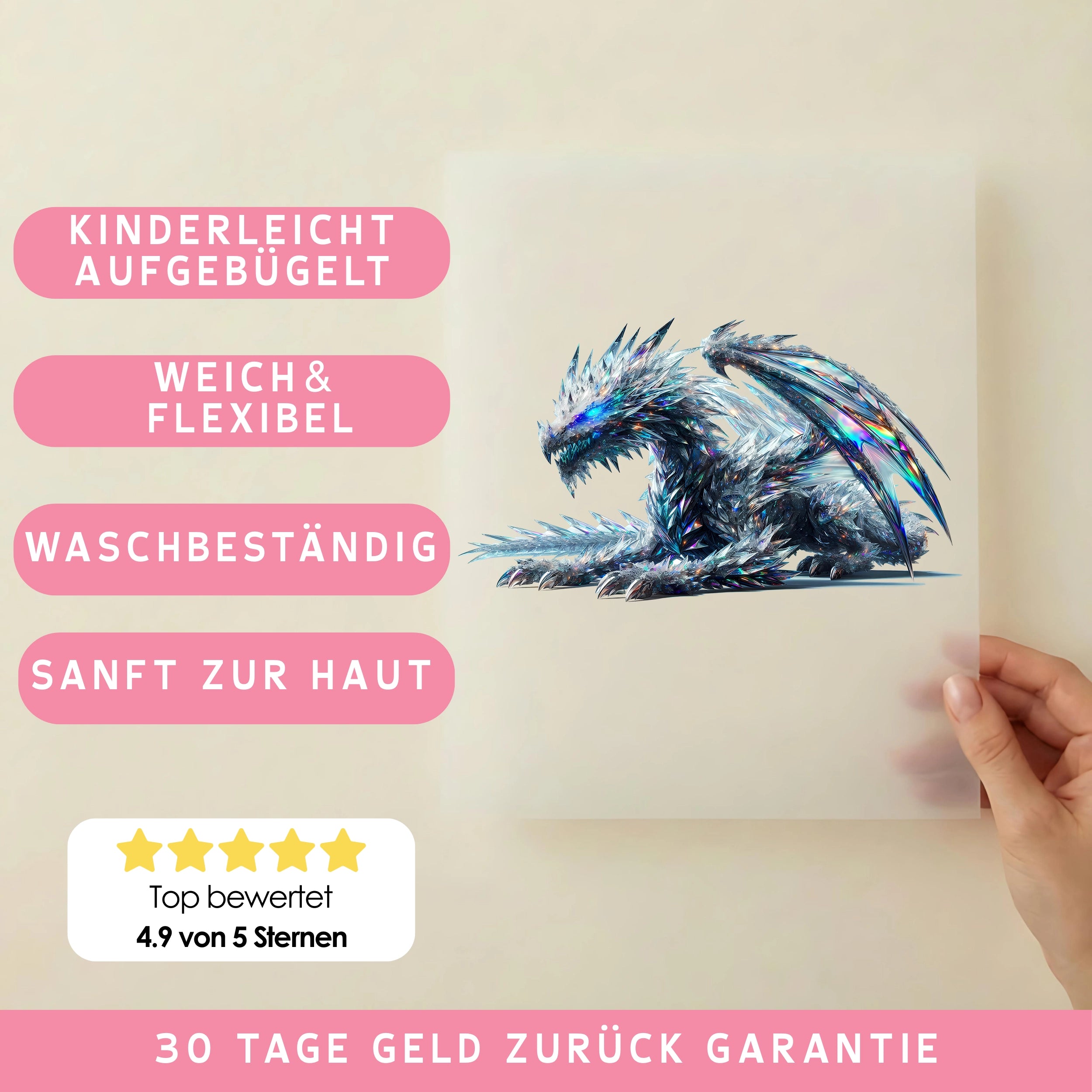 Bügelbild Drache Winterkristall