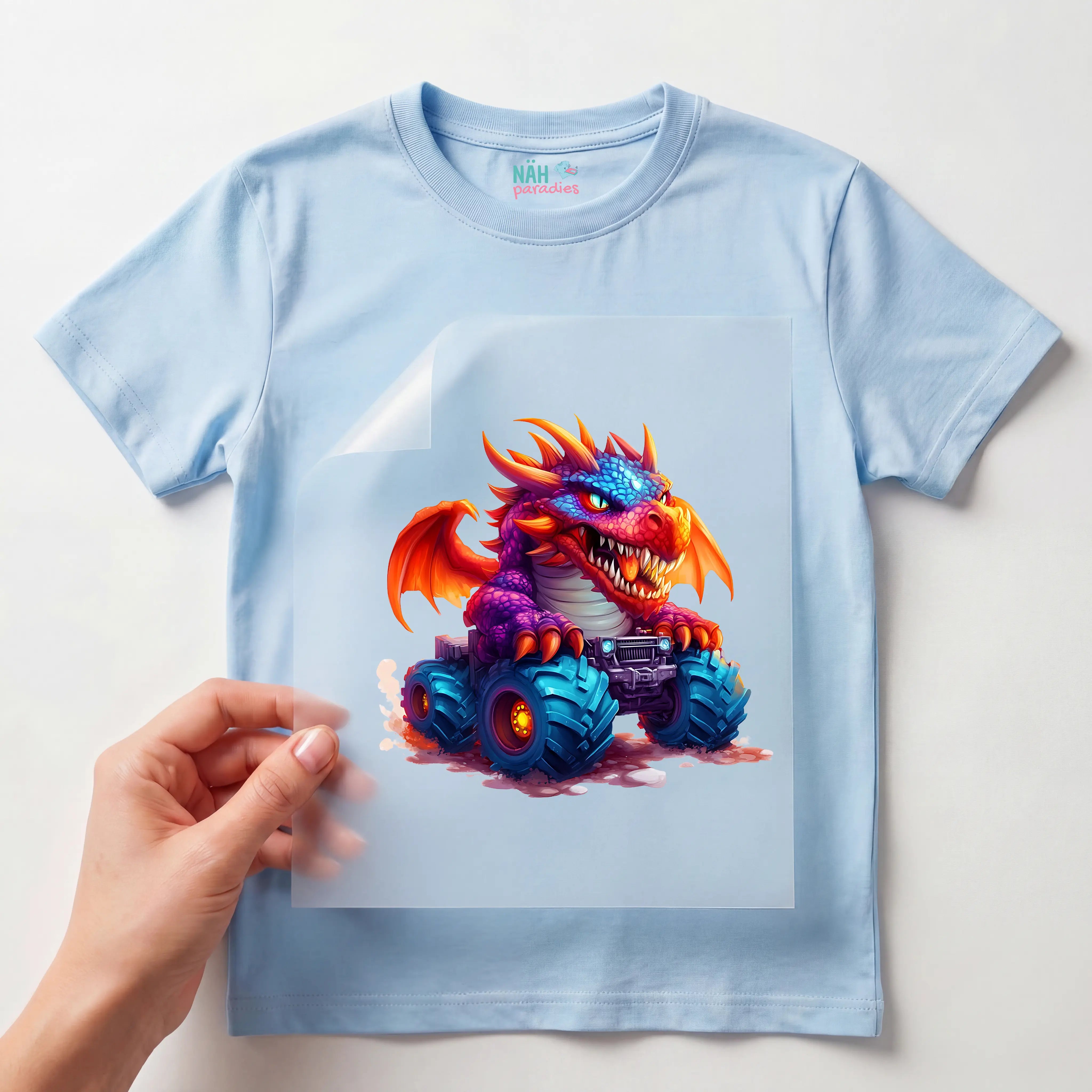 Bügelbild Drache Monstertruck Feuerklaue