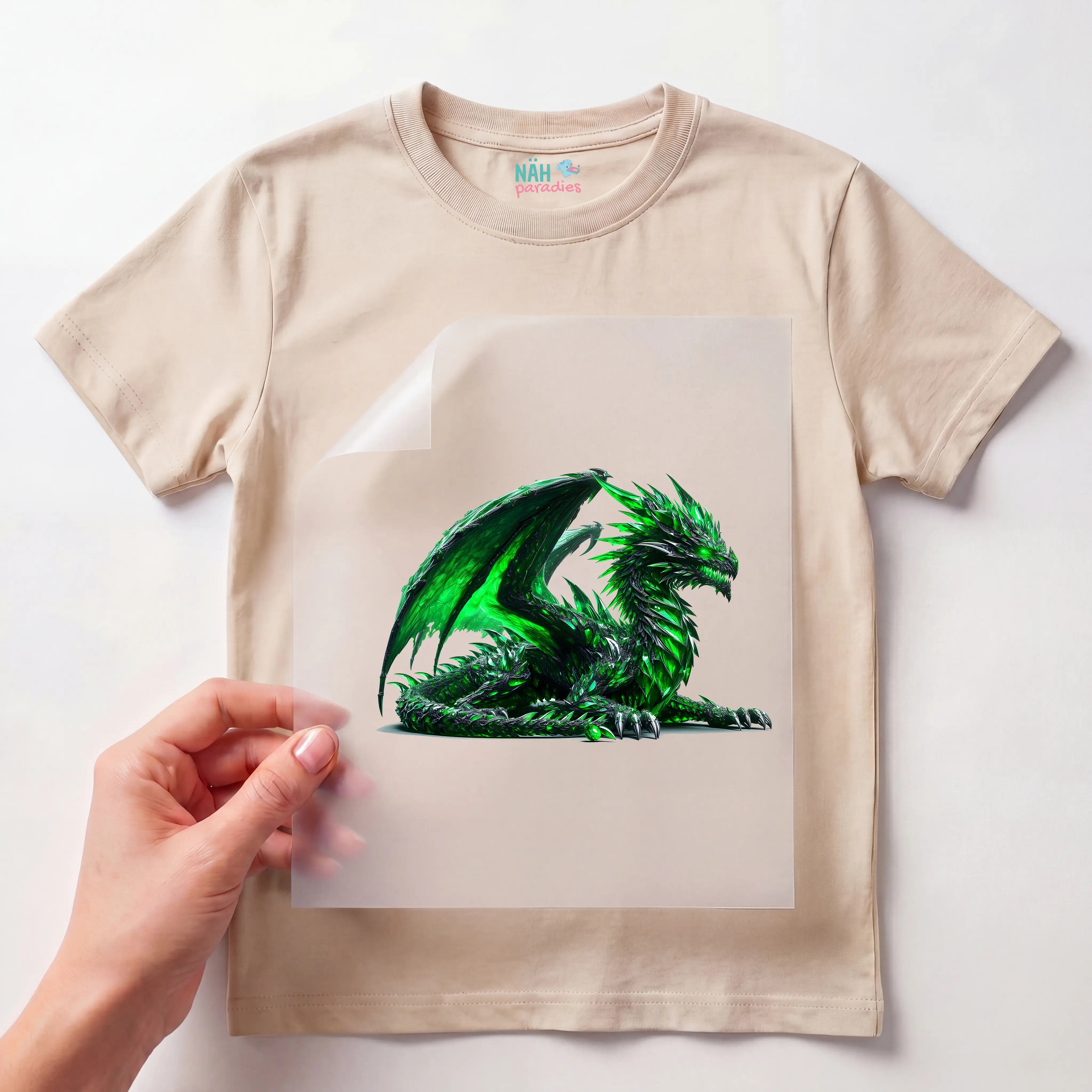 Bügelbild Drache Grünkristall