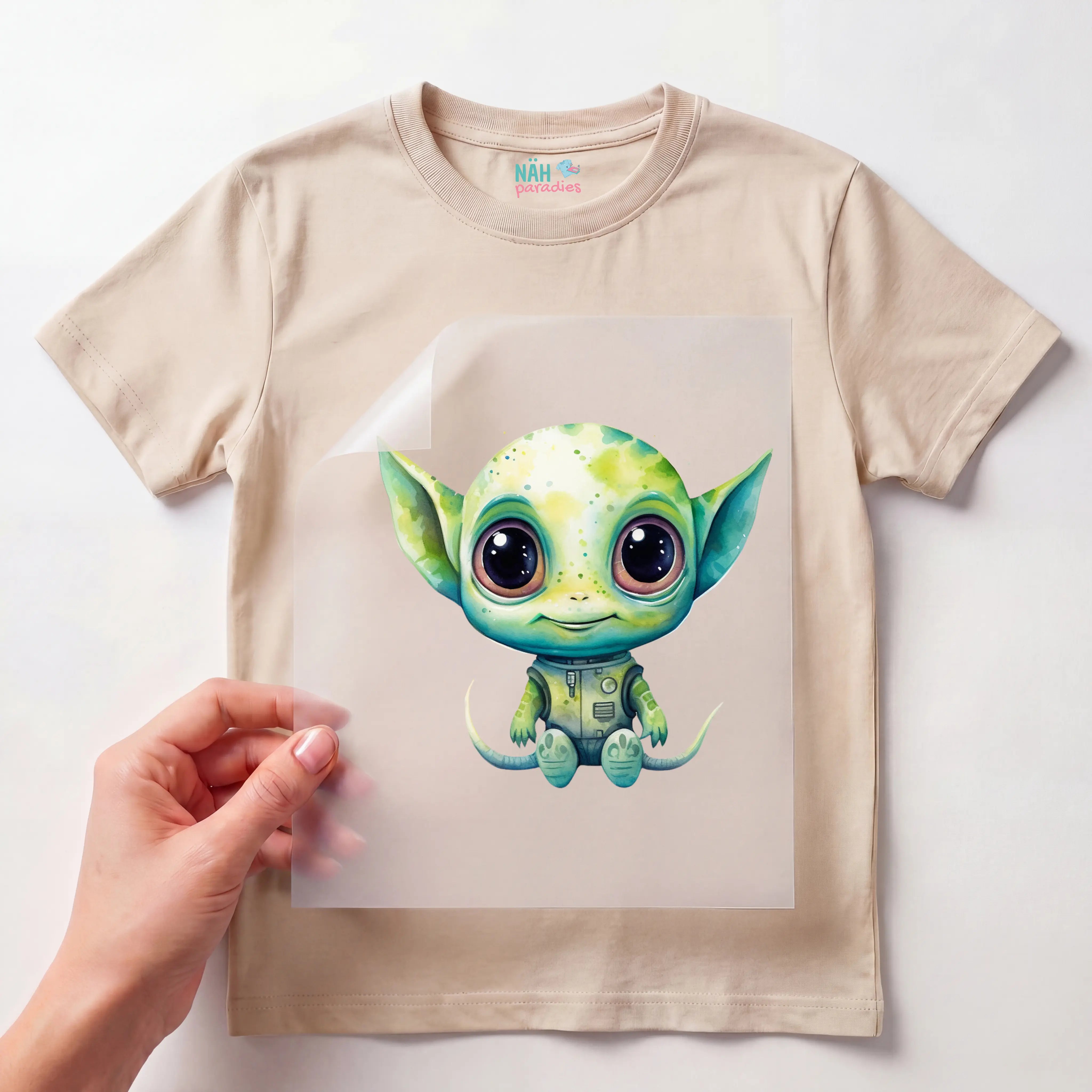 Bügelbild Alien Baby Grün