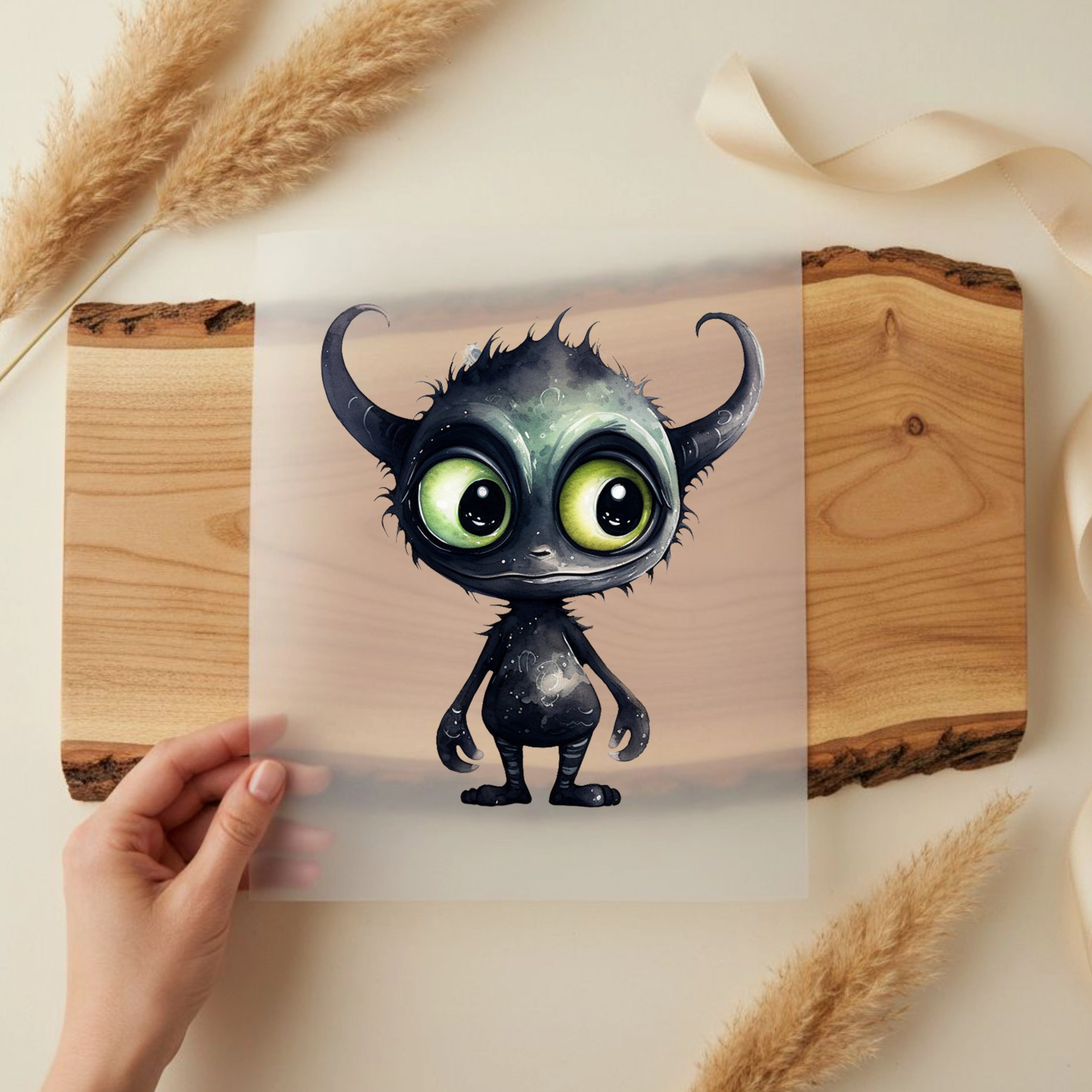 Bügelbild Alien Schwarz