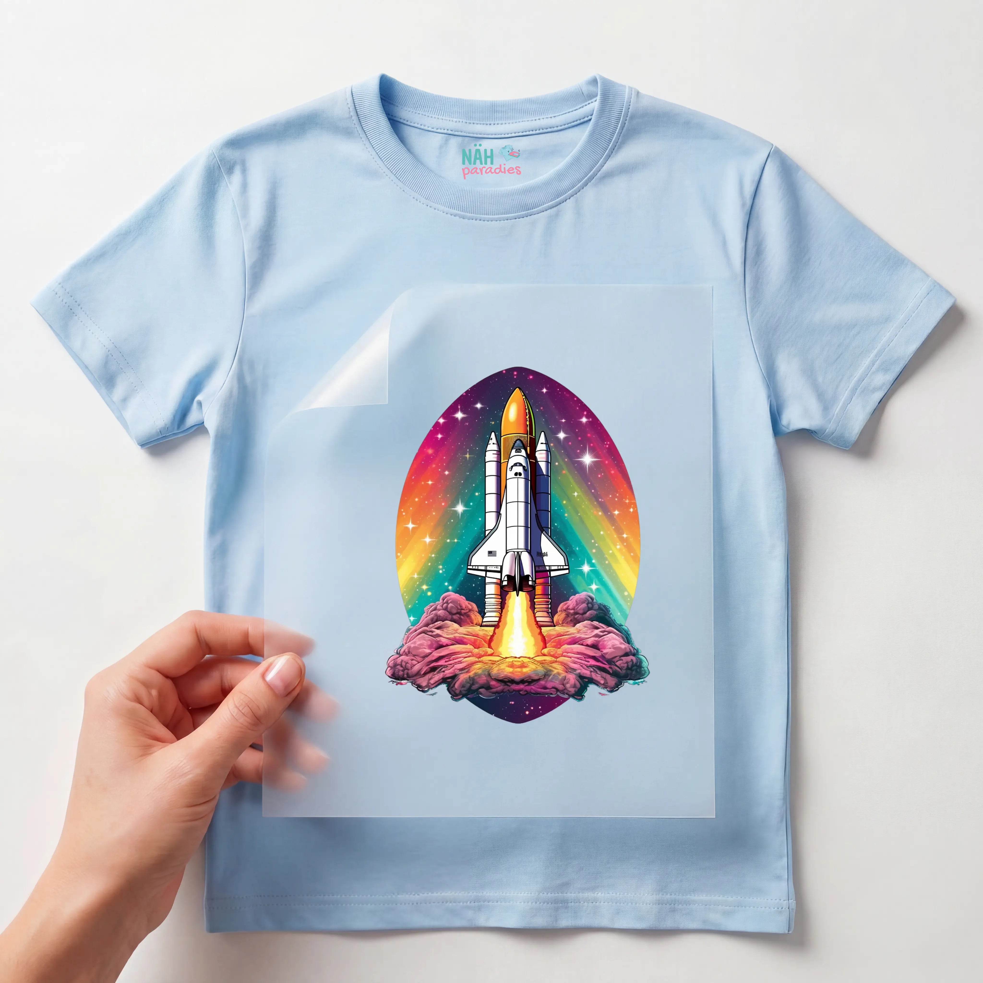 Bügelbild Rakete Bunt