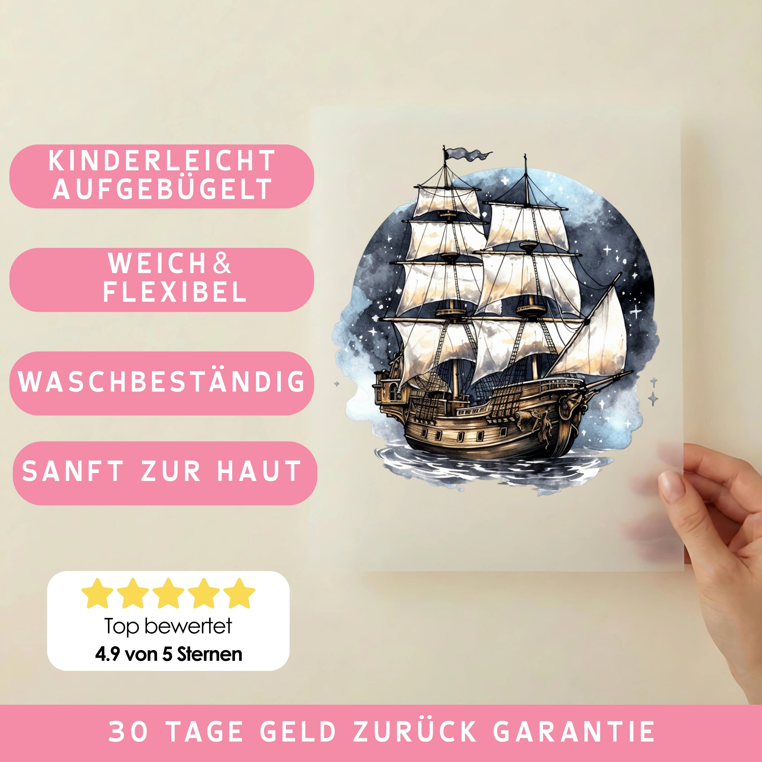 Bügelbild Piratenschiff Ozean
