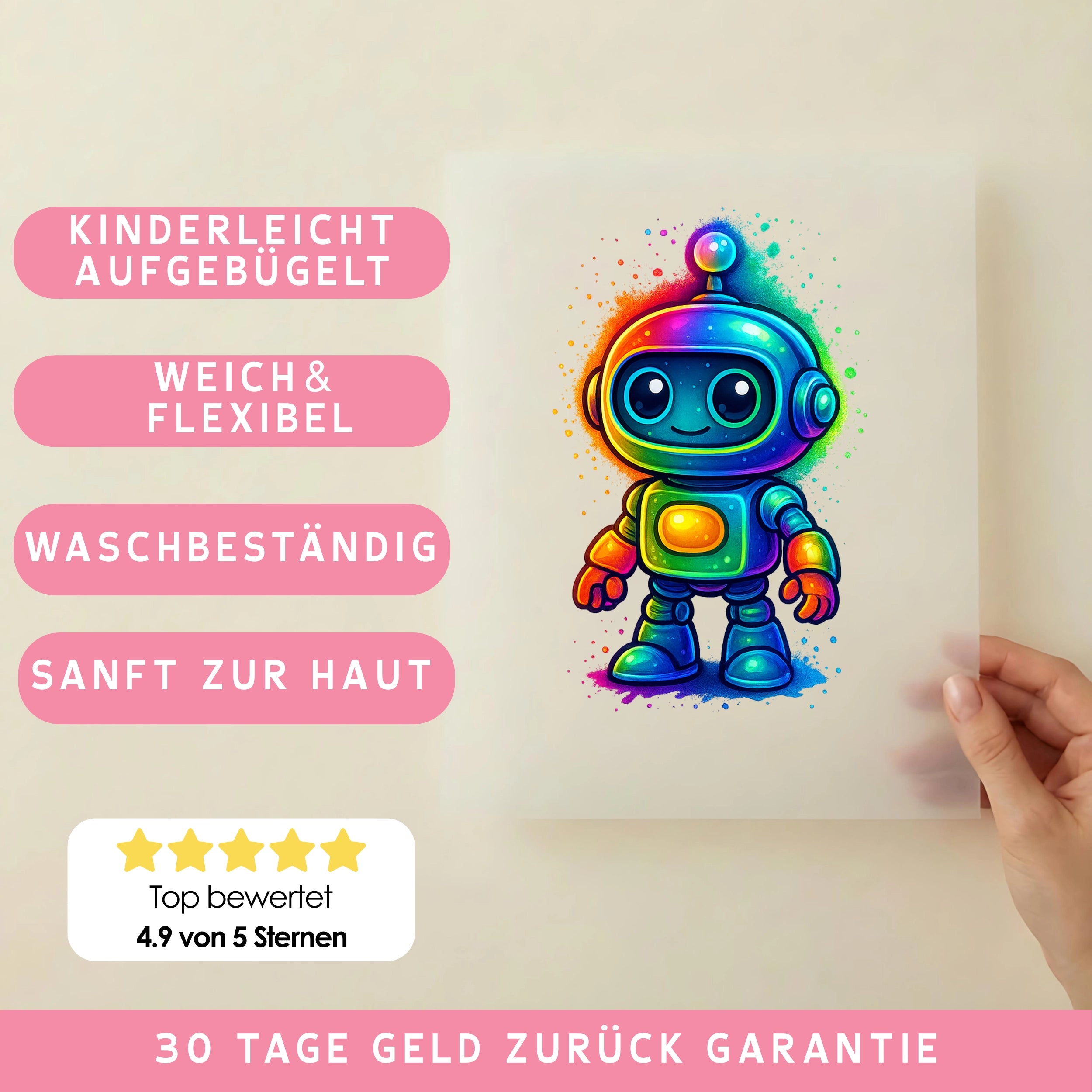Bügelbild Roboter Farbenrobbi