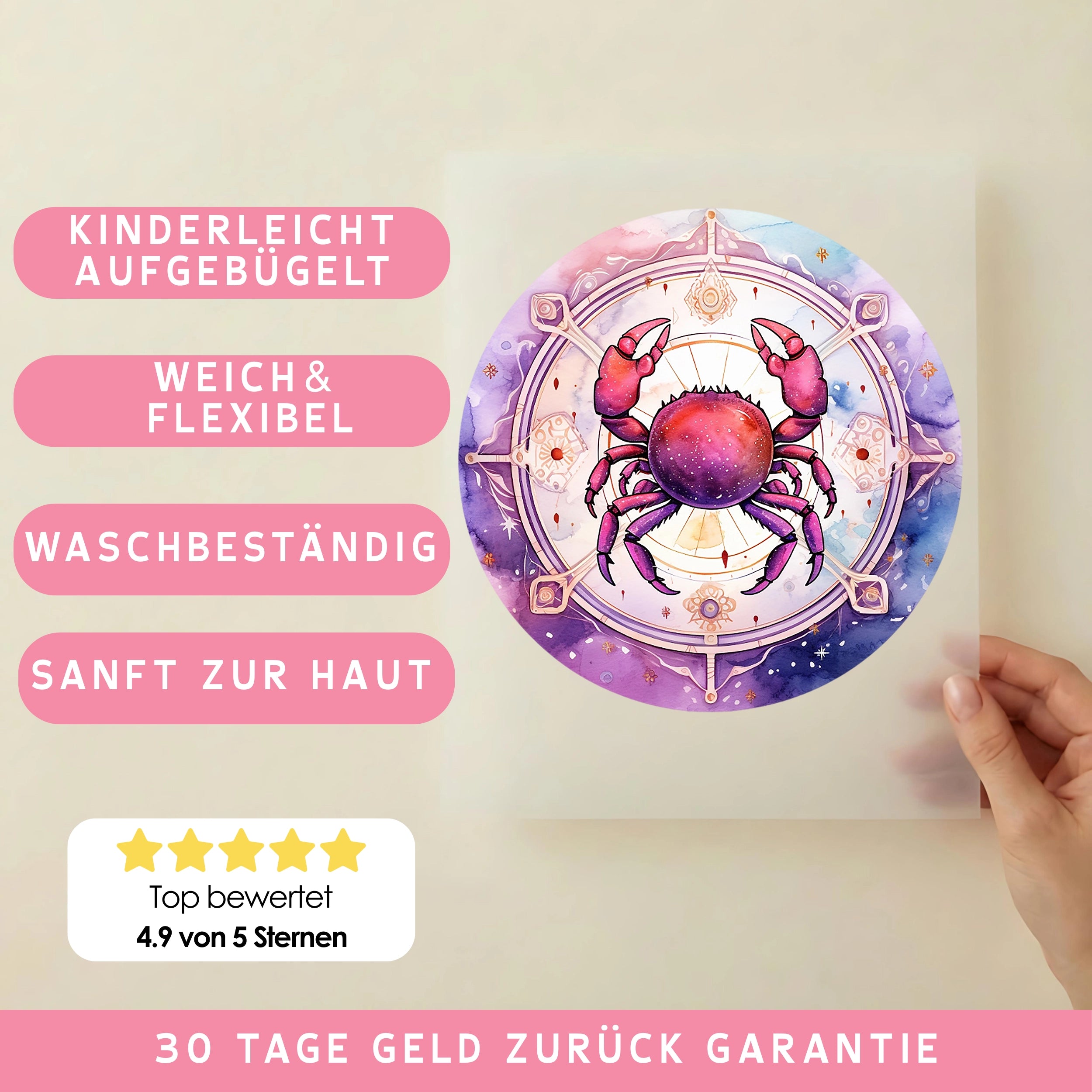 Bügelbild Sternzeichen Krebs Bunt