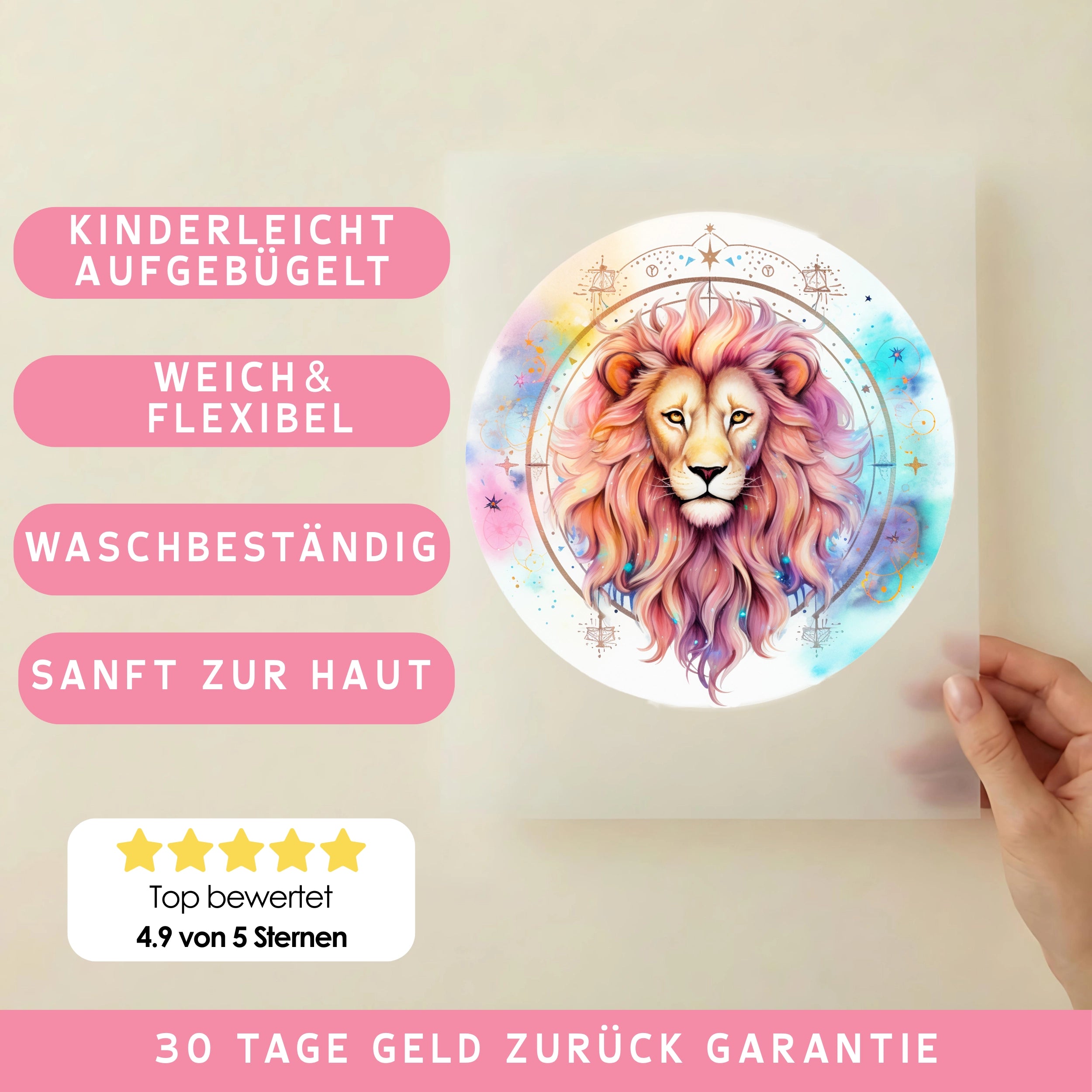 Bügelbild Sternzeichen Löwe Bunt