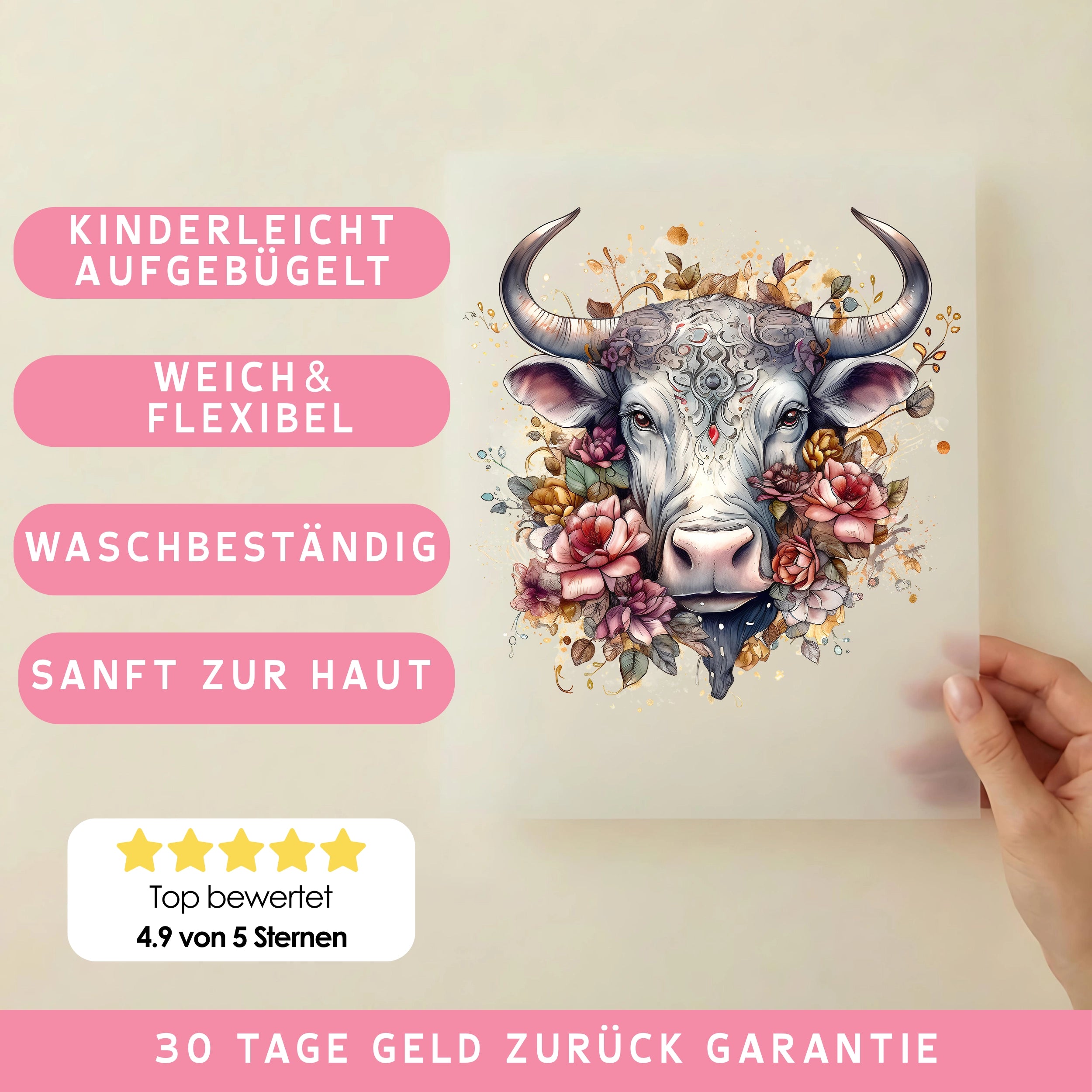 Bügelbild Sternzeichen Stier Blütenrausch