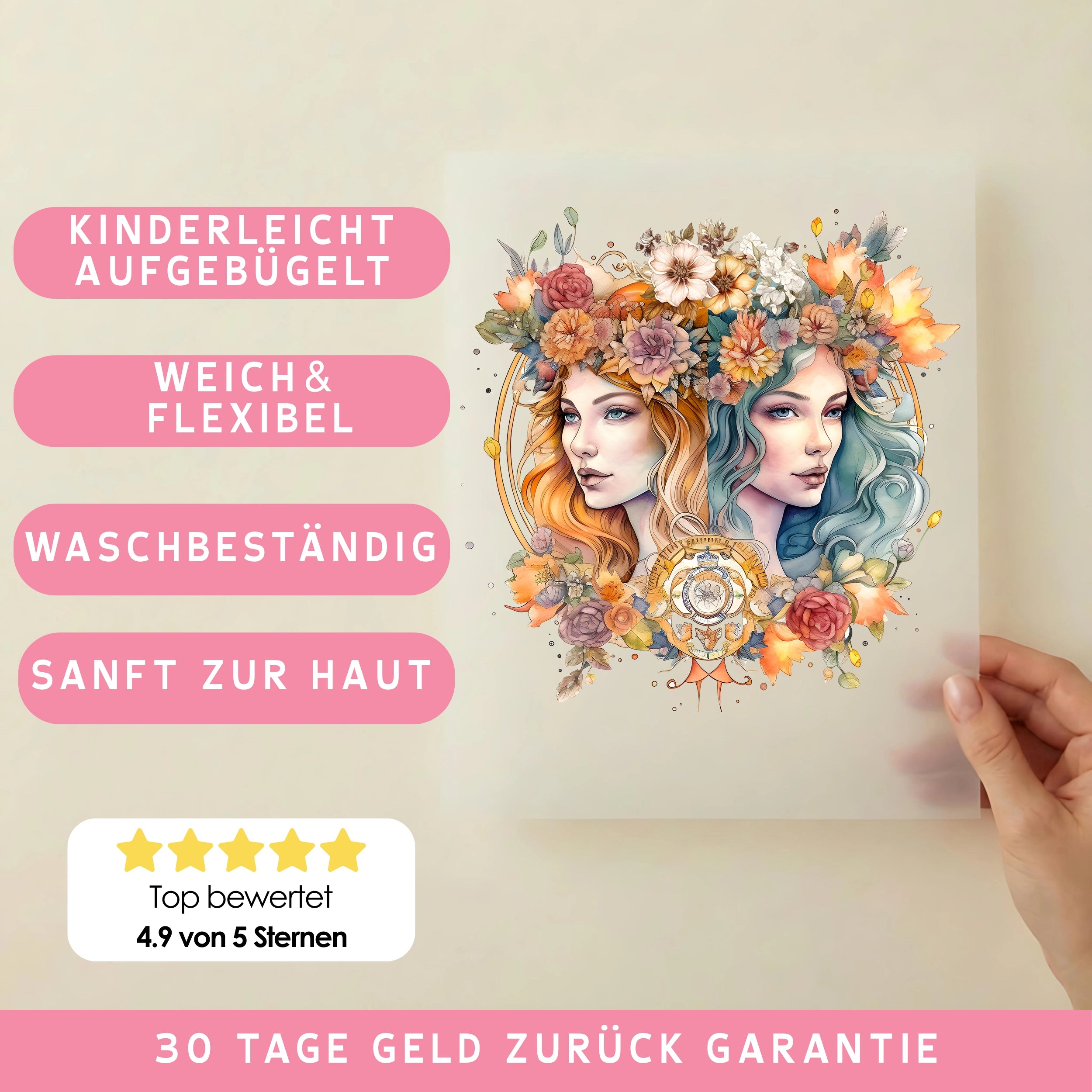 Bügelbild Sternzeichen Zwilling Blütenrausch