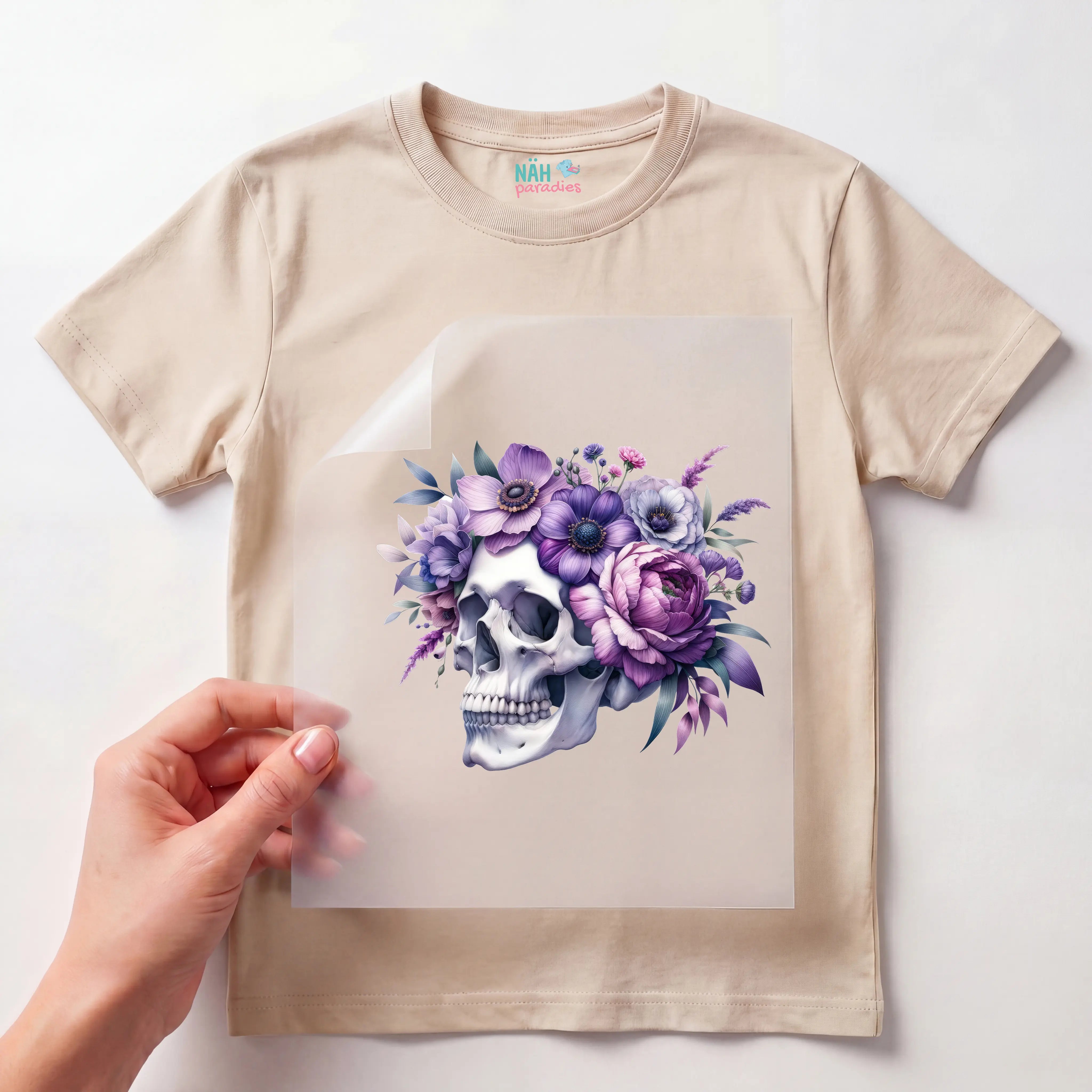 Bügelbild Schädel Lilac Skull