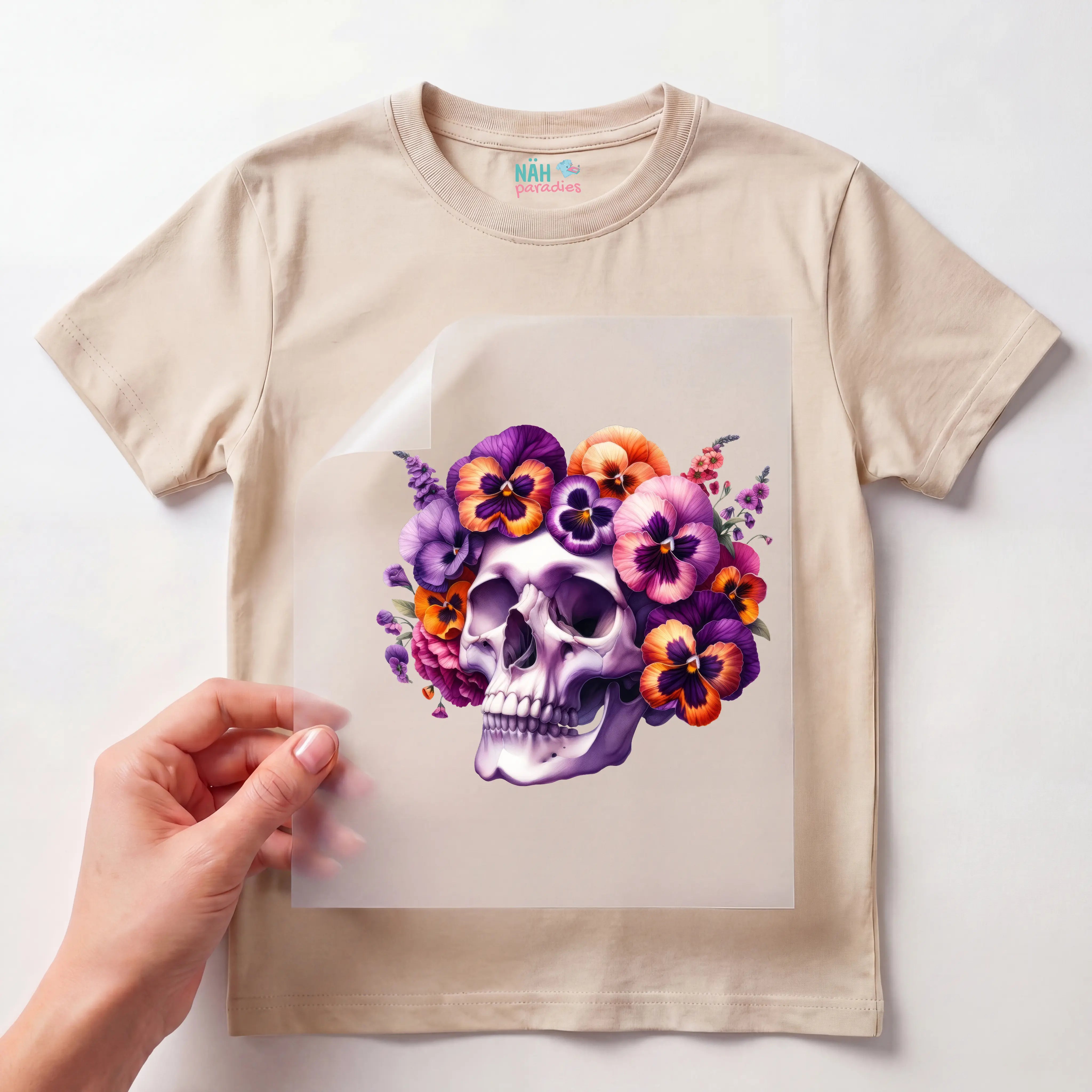 Bügelbild Schädel Viola