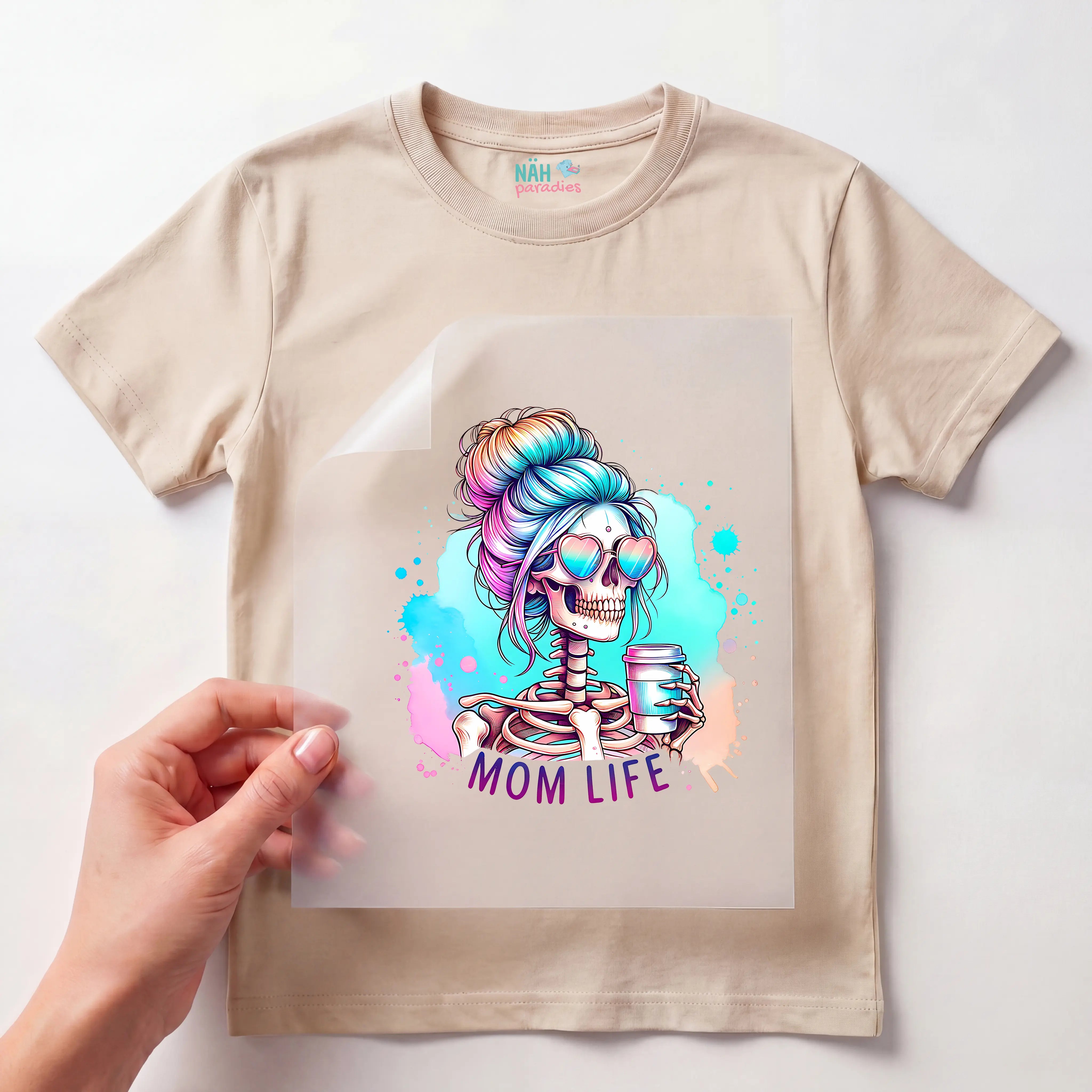 Bügelbild Mom Life Skelett