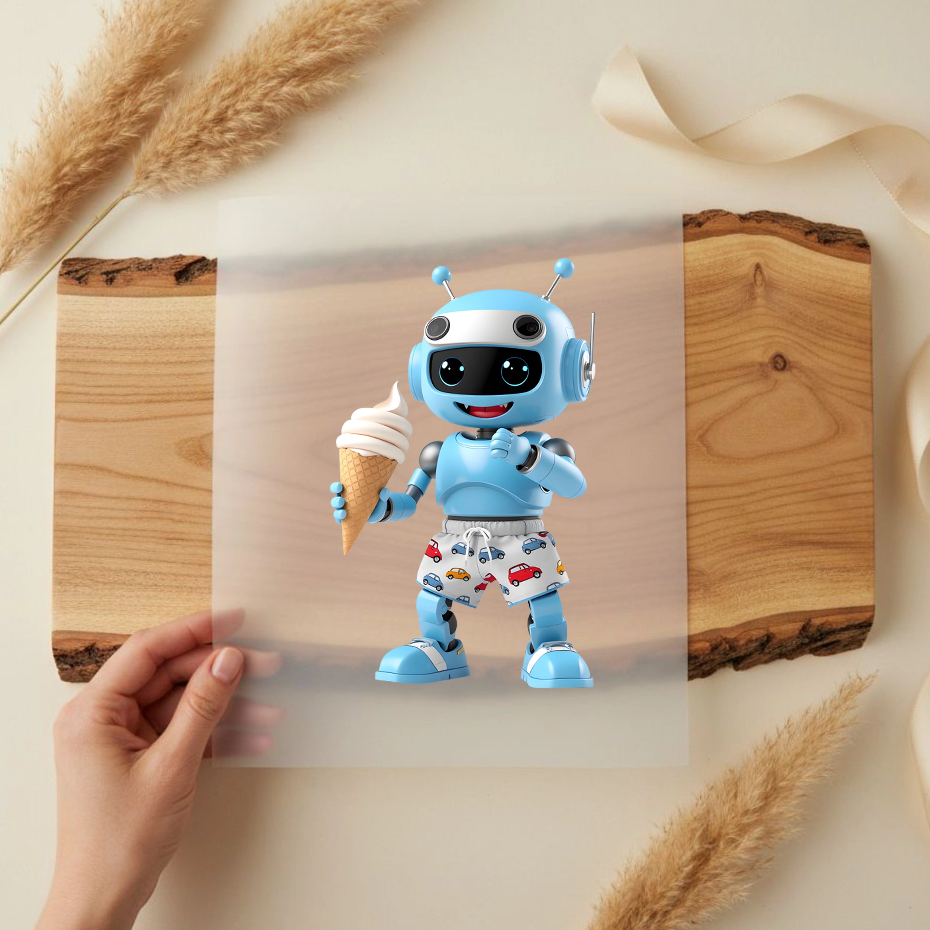 Bügelbild Robot Boy Eiscreme
