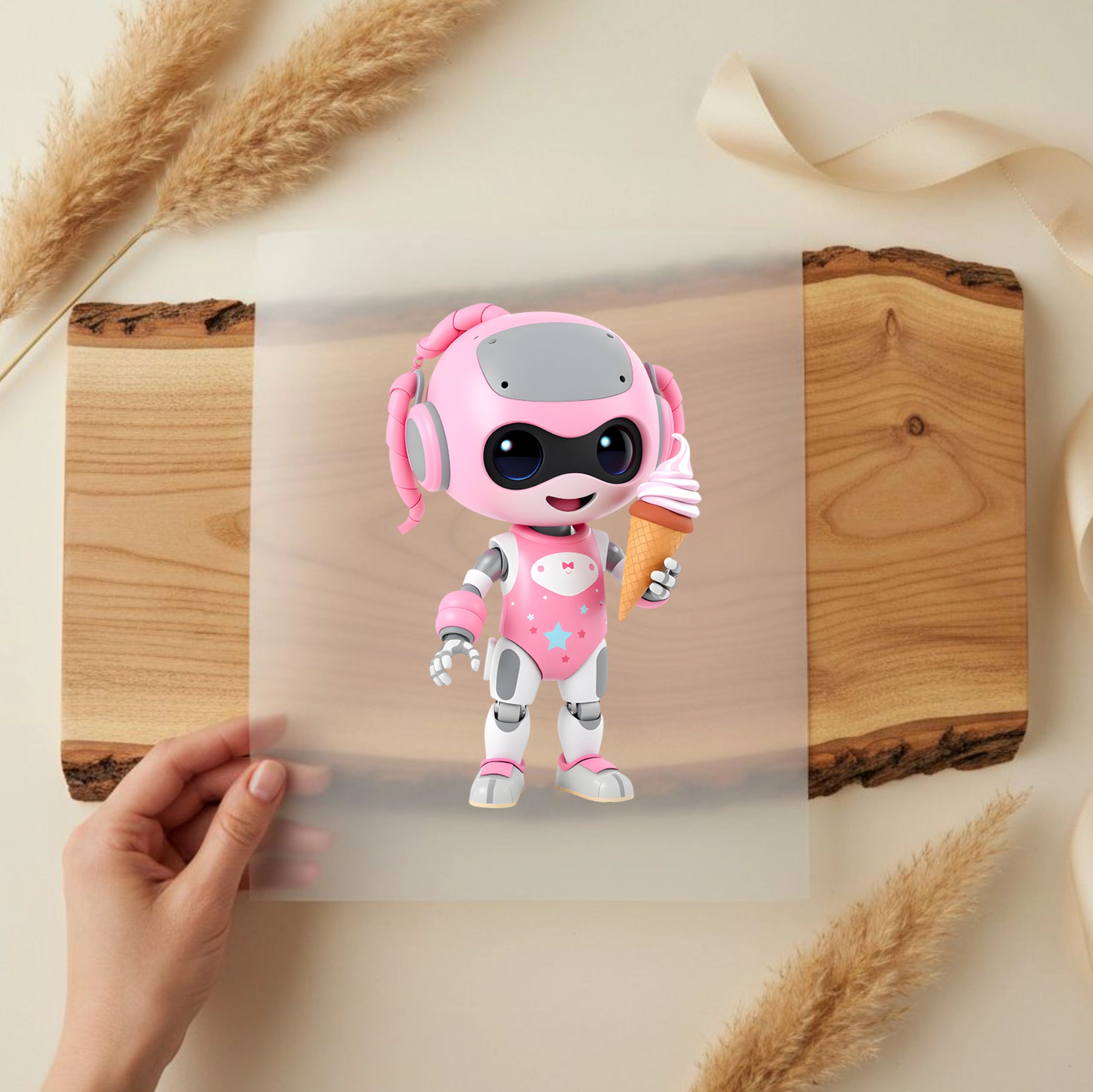 Bügelbild Robot Girl Eiscreme