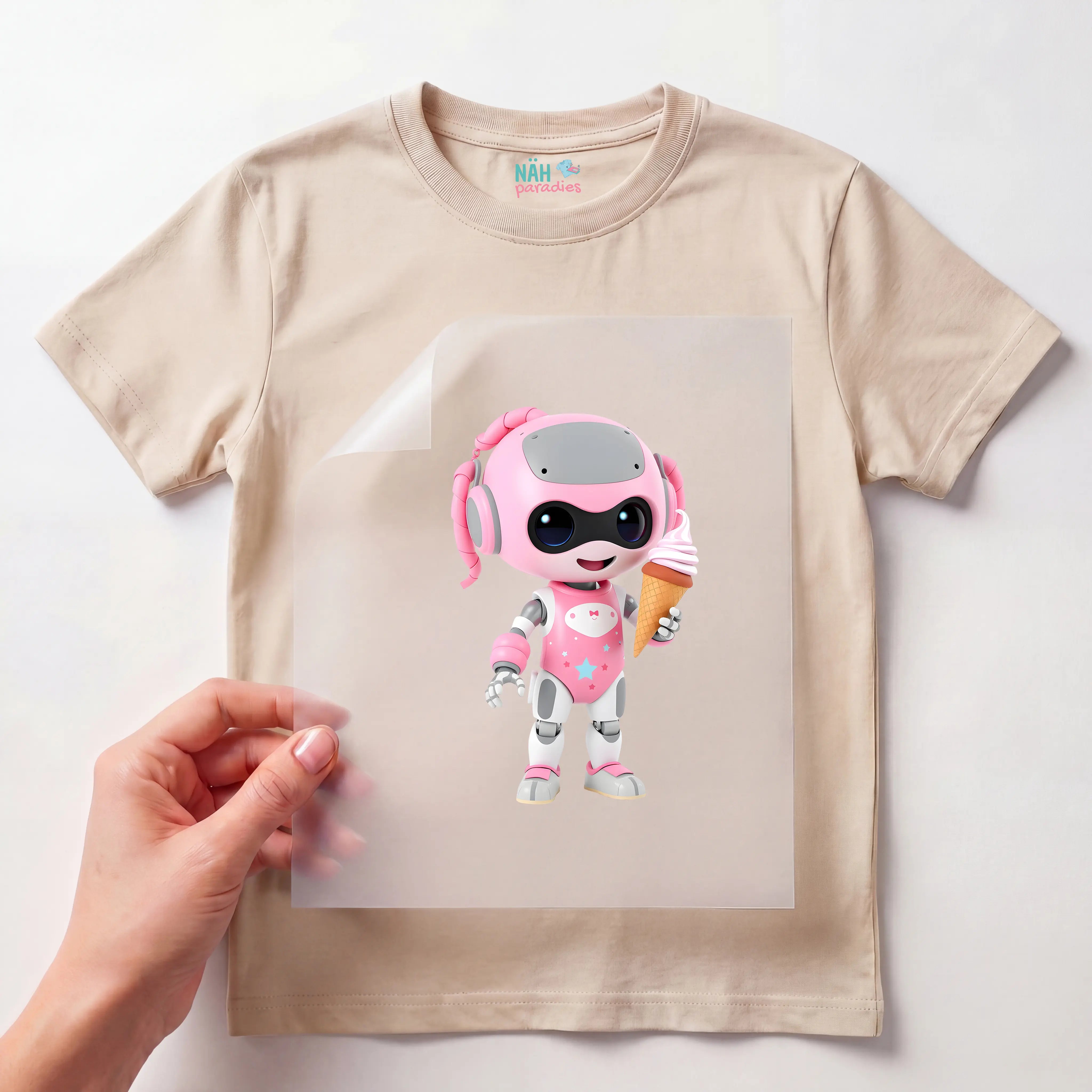 Bügelbild Robot Girl Eiscreme