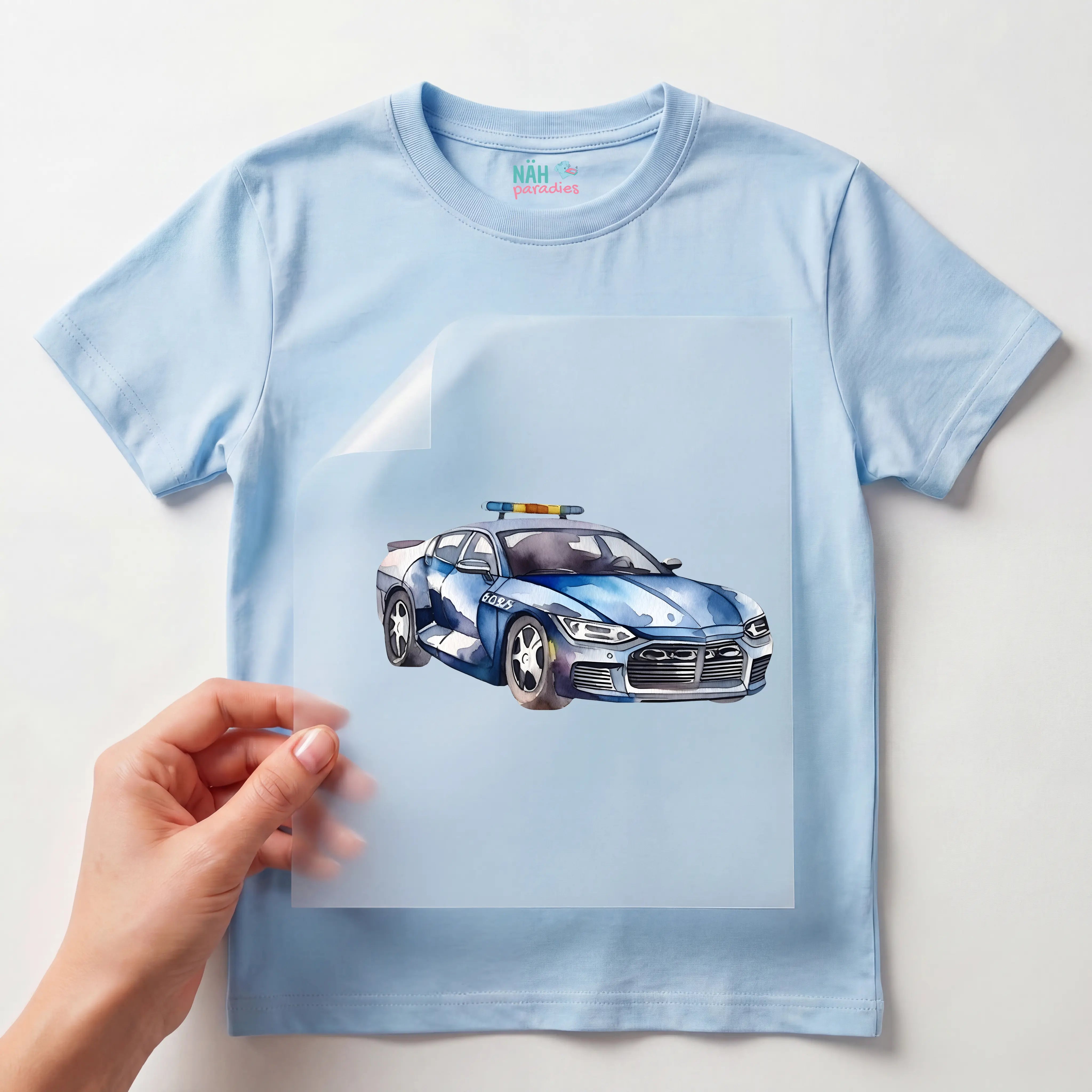 Bügelbild Polizei Rennauto