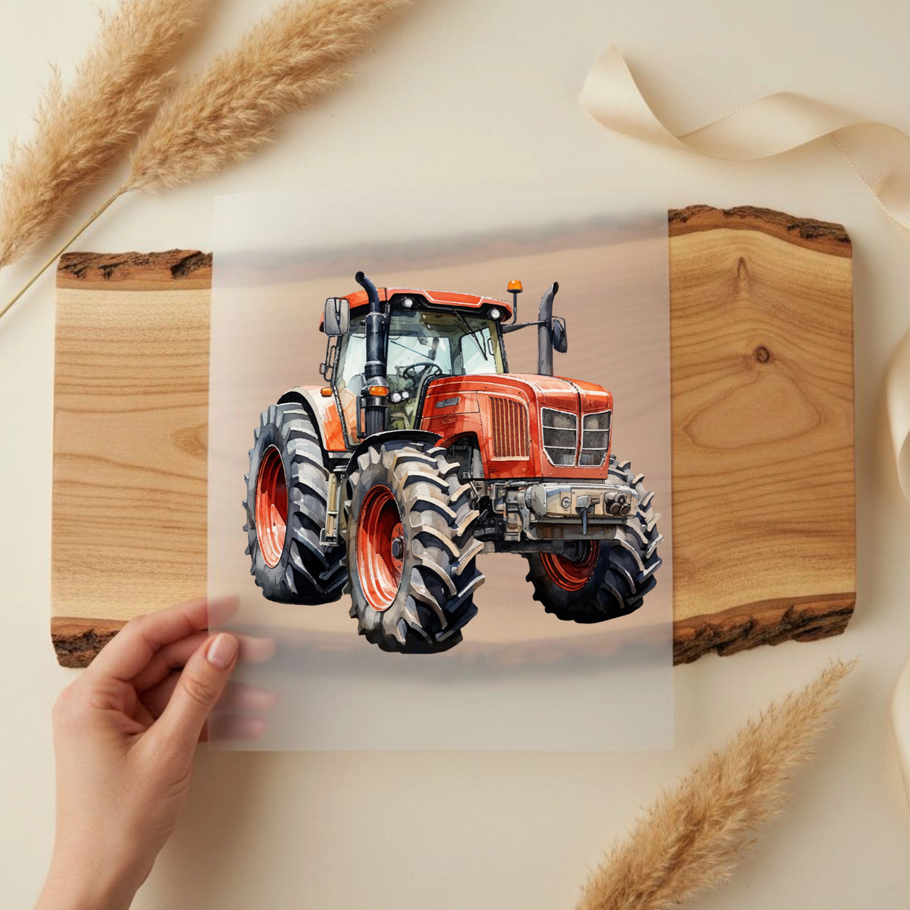 Bügelbild Traktor Rot